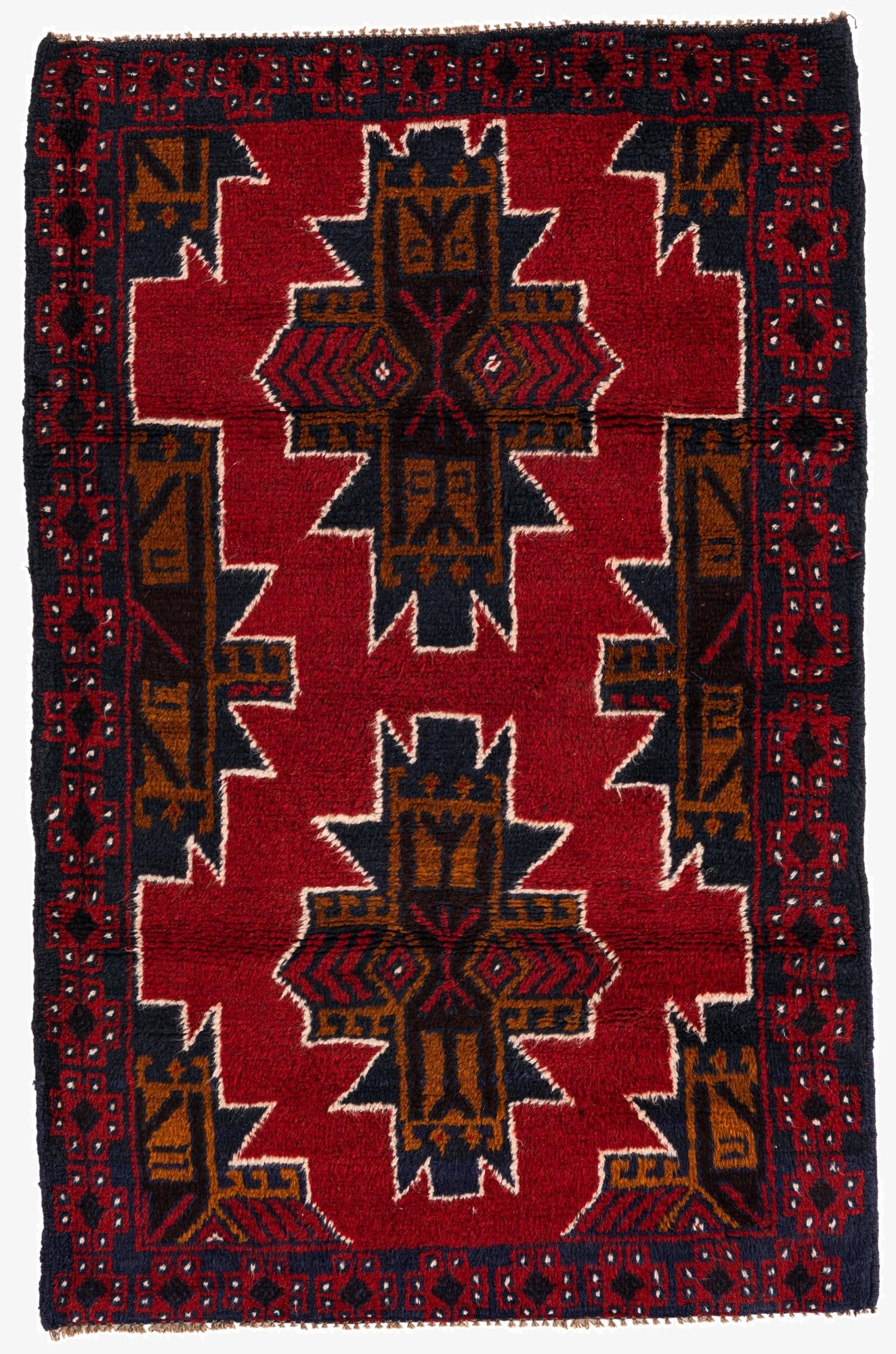  3' x 4' 7  Hand Knotted Balouch Persian Wool Rug