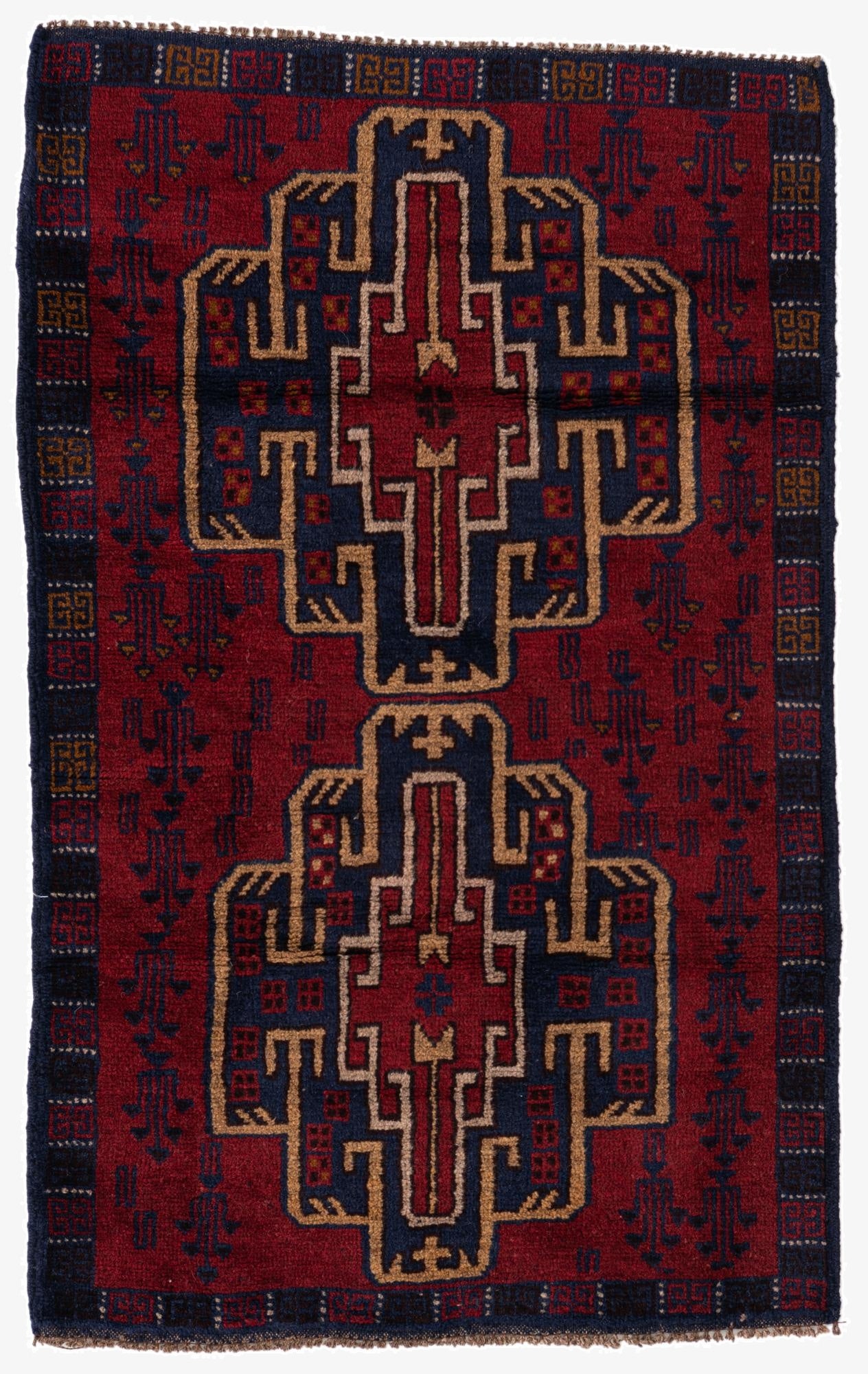  2' 10 x 4' 6  Hand Knotted Balouch Persian Wool Rug
