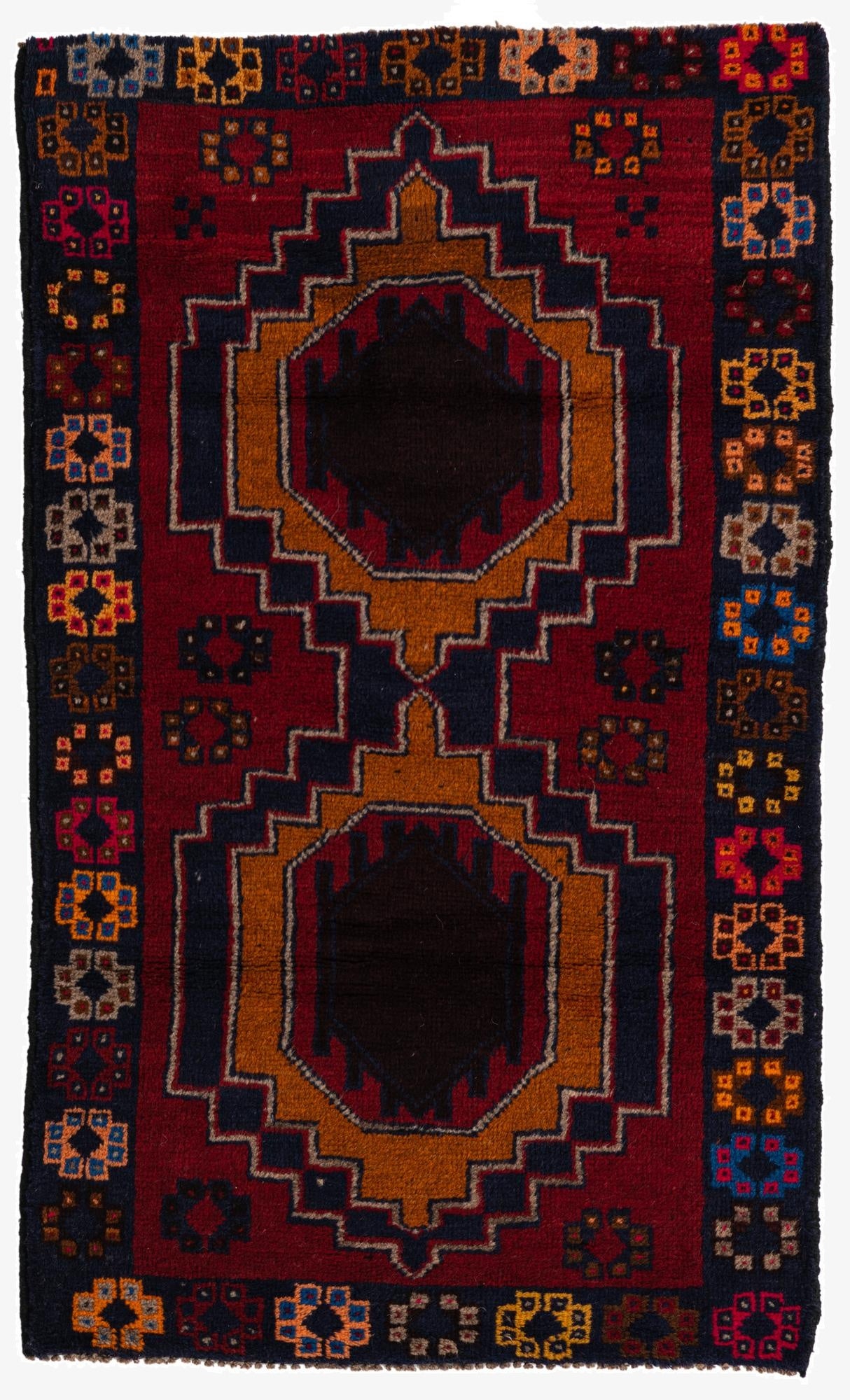  2' 9 x 4' 8  Hand Knotted Balouch Persian Wool Rug