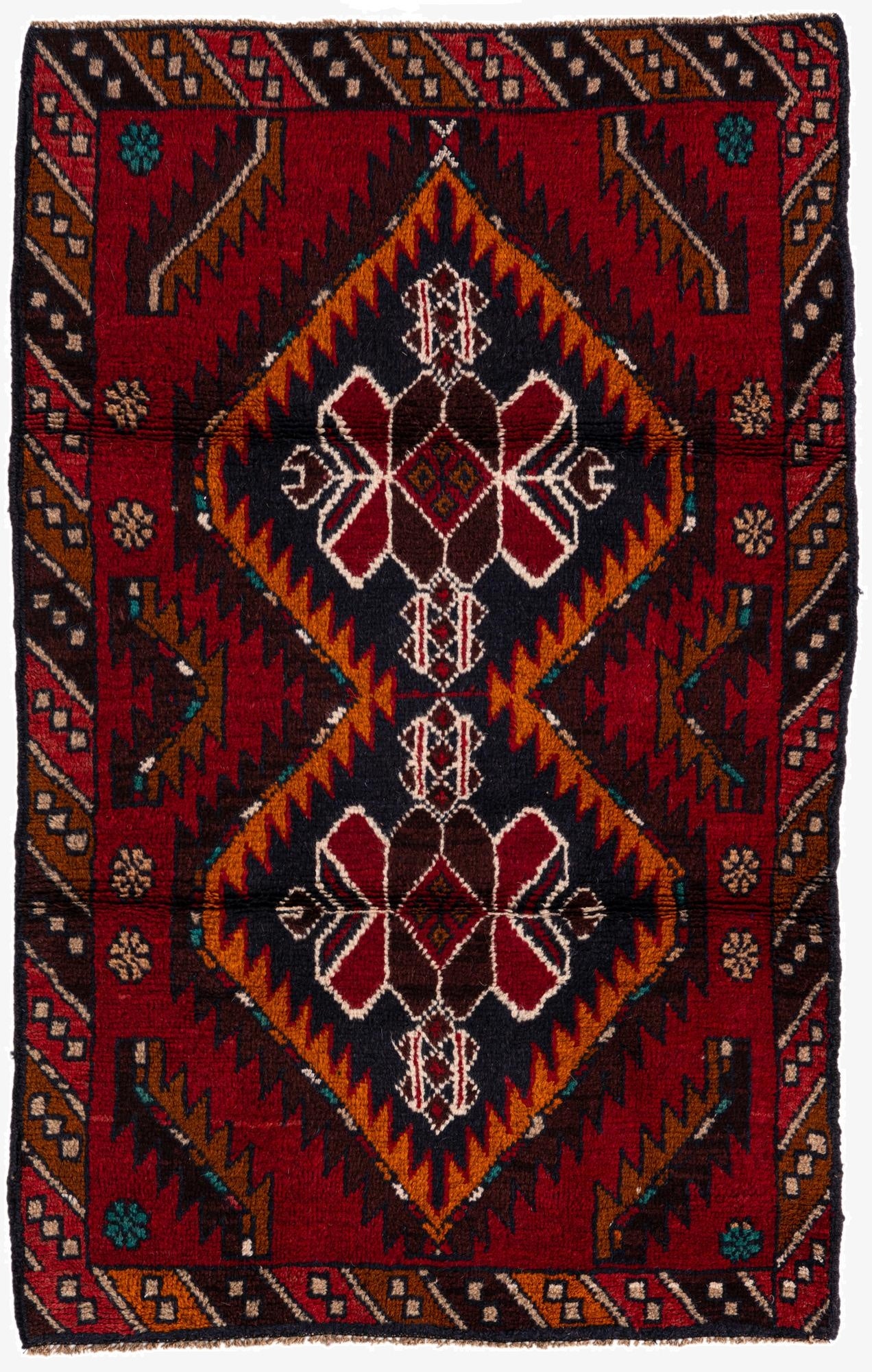  3' x 4' 7  Hand Knotted Balouch Persian Wool Rug