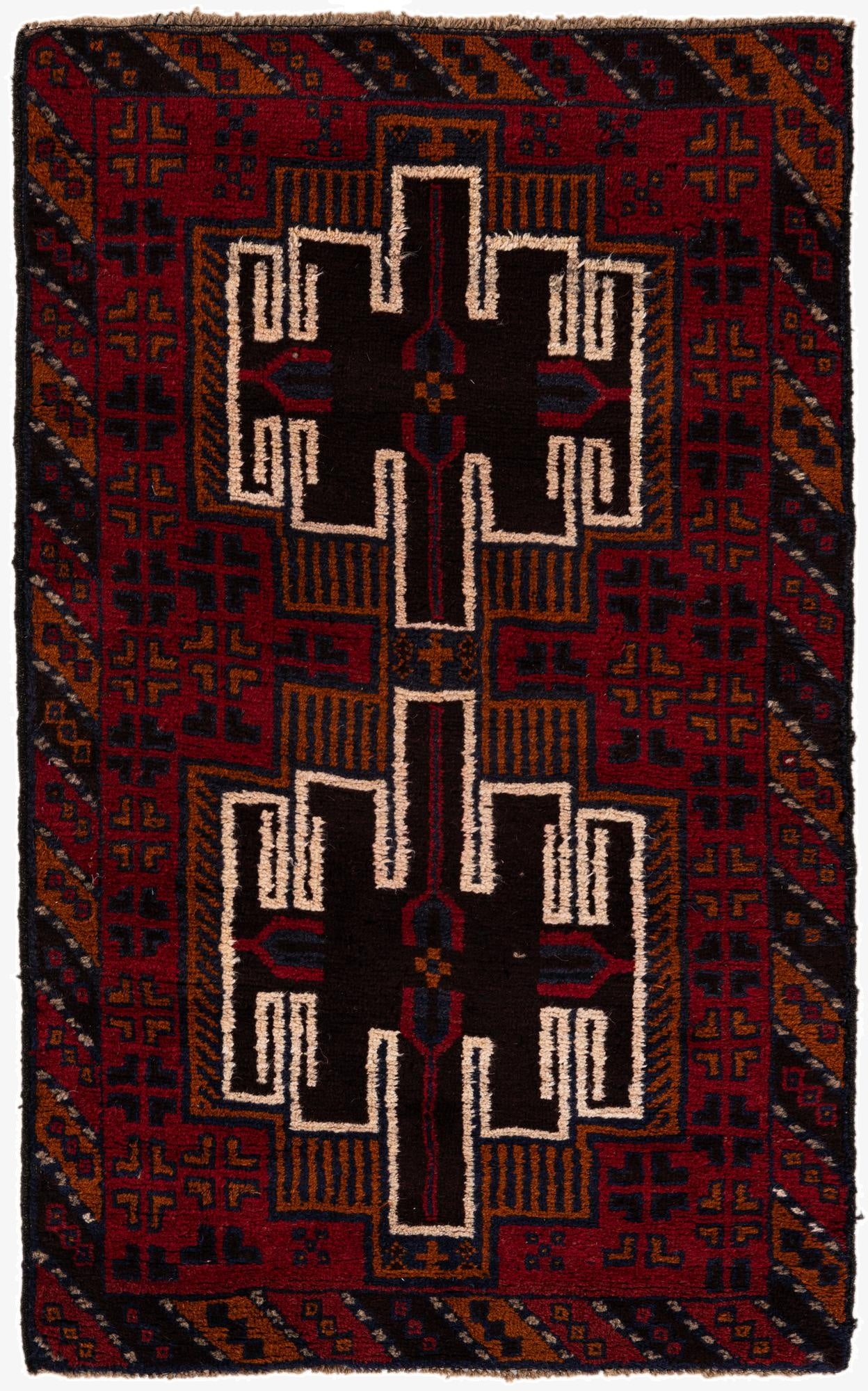  2' 10 x 4' 9  Hand Knotted Balouch Persian Wool Rug