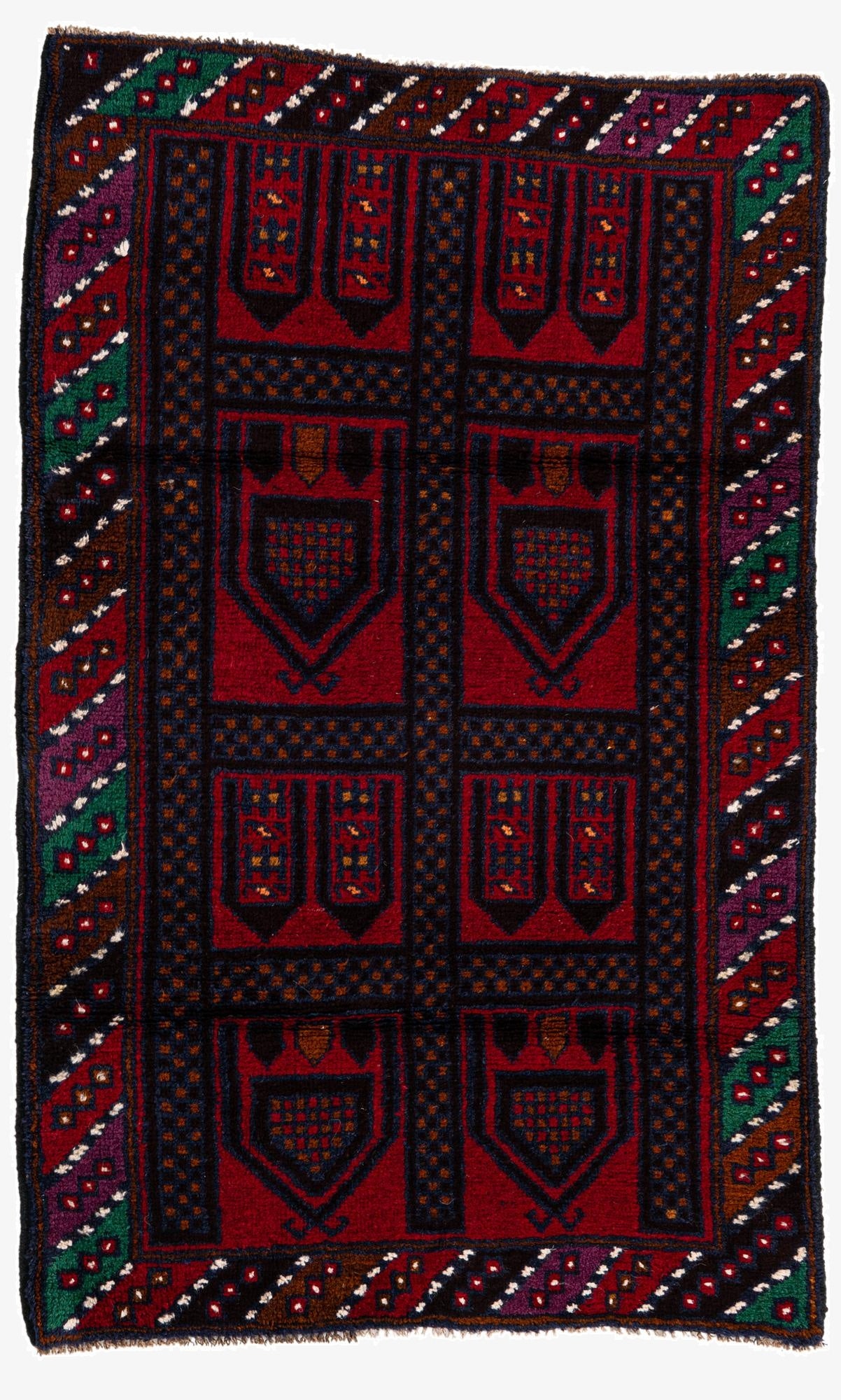  2' 11 x 4' 8  Hand Knotted Balouch Persian Wool Rug