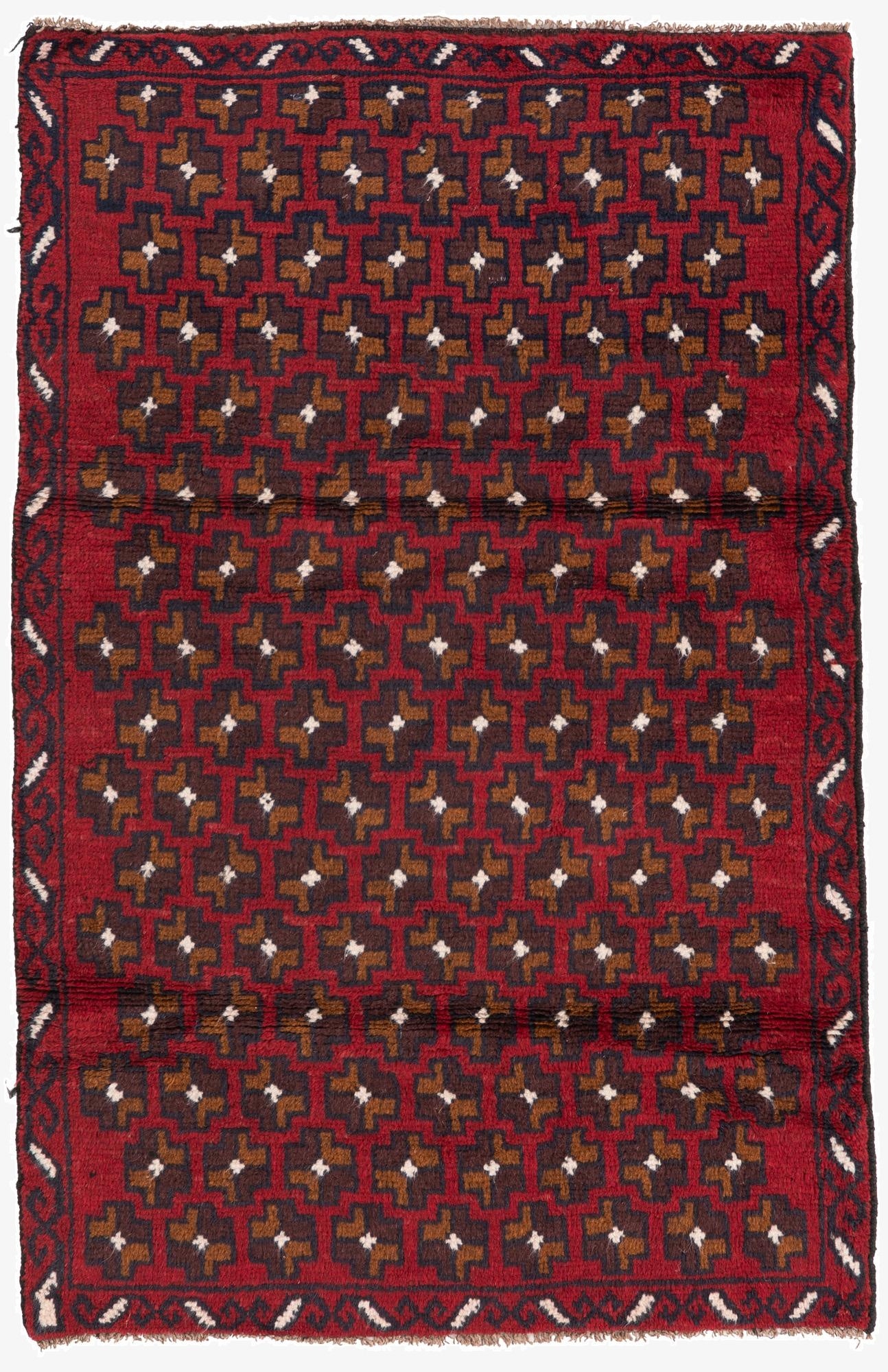  3' x 4' 6  Hand Knotted Balouch Persian Wool Rug