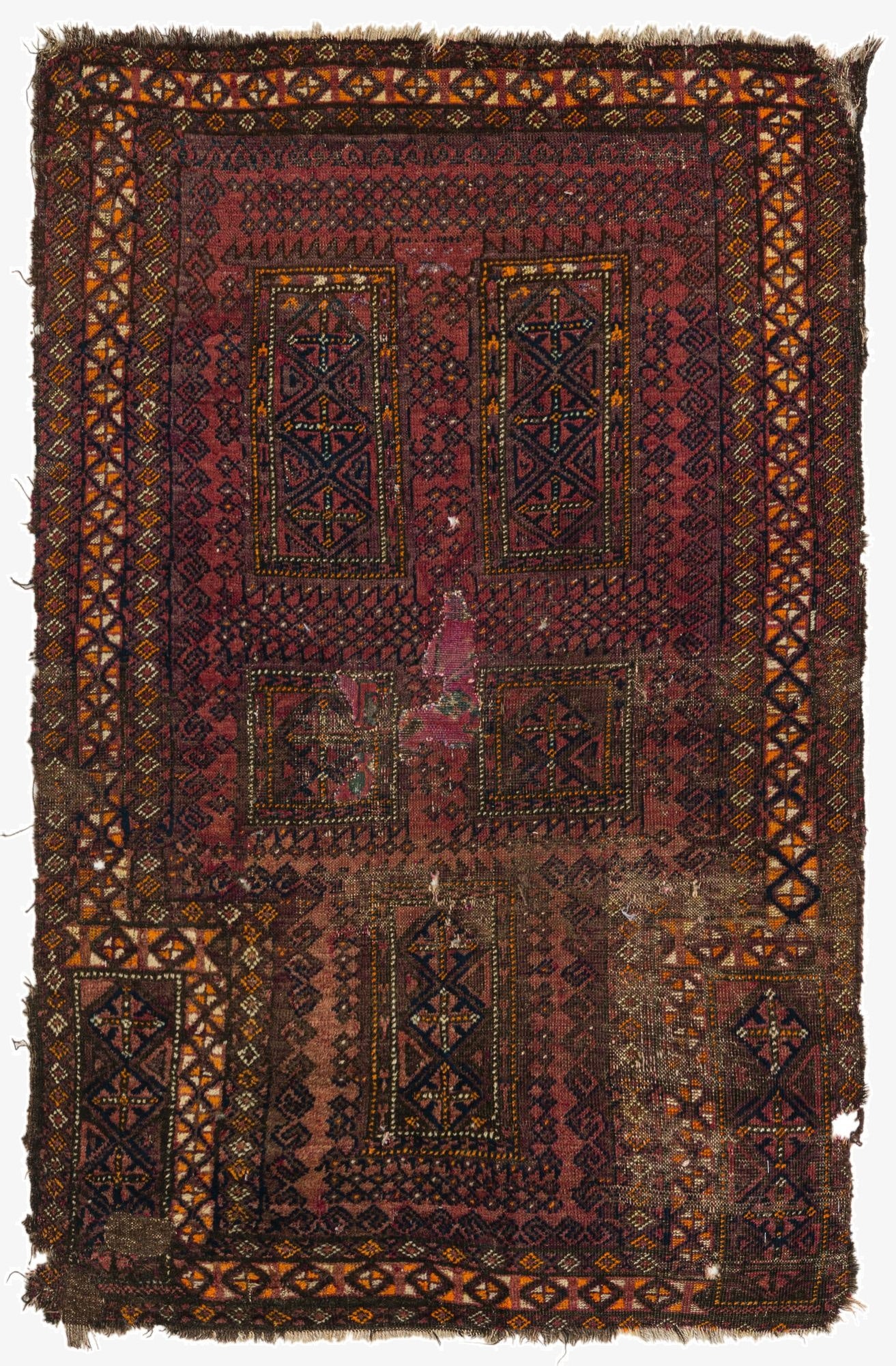 3' x 4' 6  Hand Knotted Balouch Persian Wool Rug