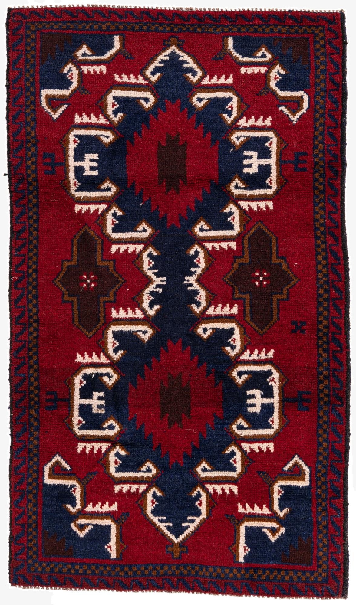  2' 9 x 4' 8  Hand Knotted Balouch Persian Wool Rug