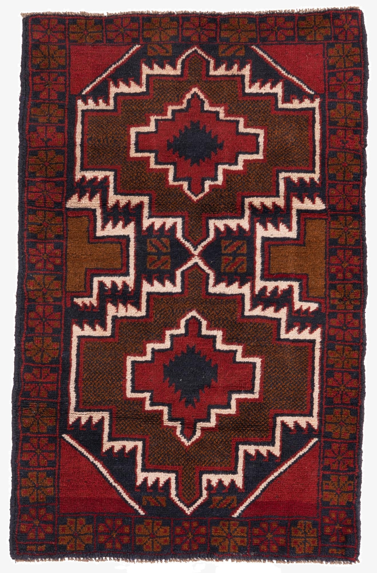  2' 10 x 4' 5  Hand Knotted Balouch Persian Wool Rug