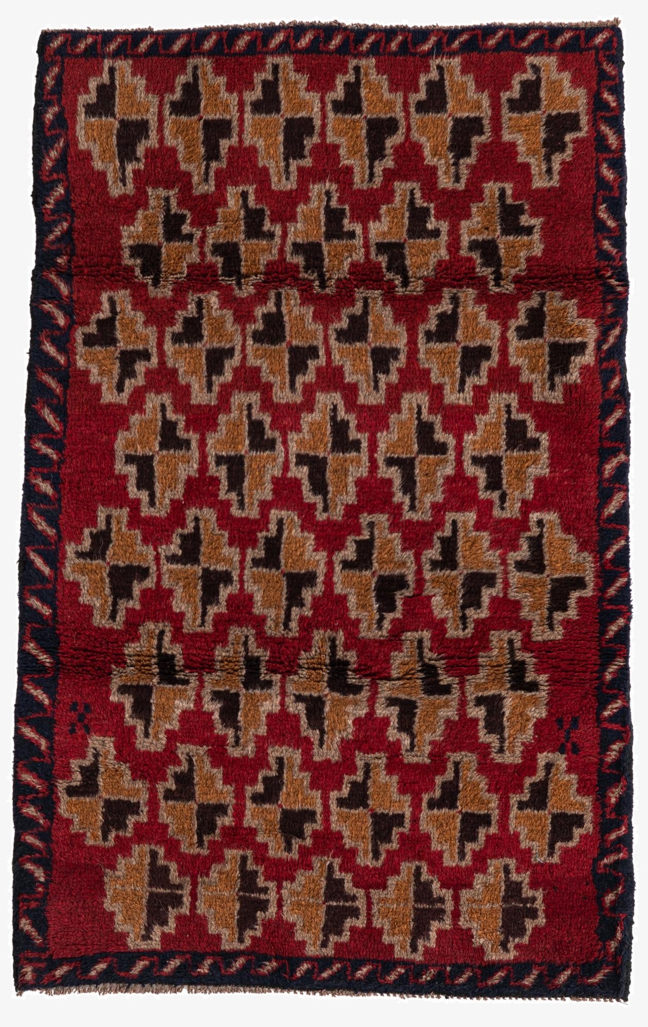  2' 10 x 4' 6  Hand Knotted Balouch Persian Wool Rug