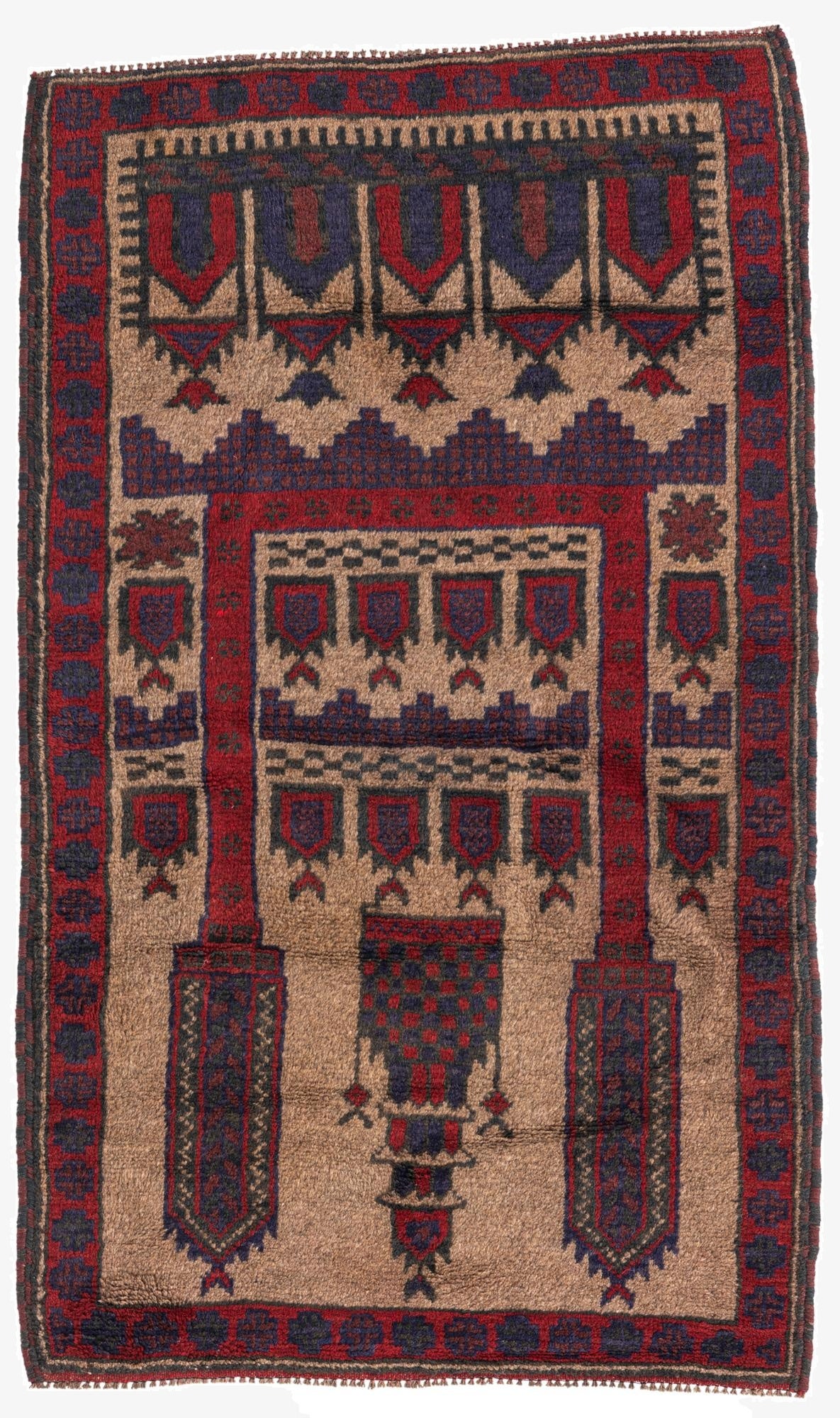  2' 10 x 4' 8  Hand Knotted Balouch Persian Wool Rug