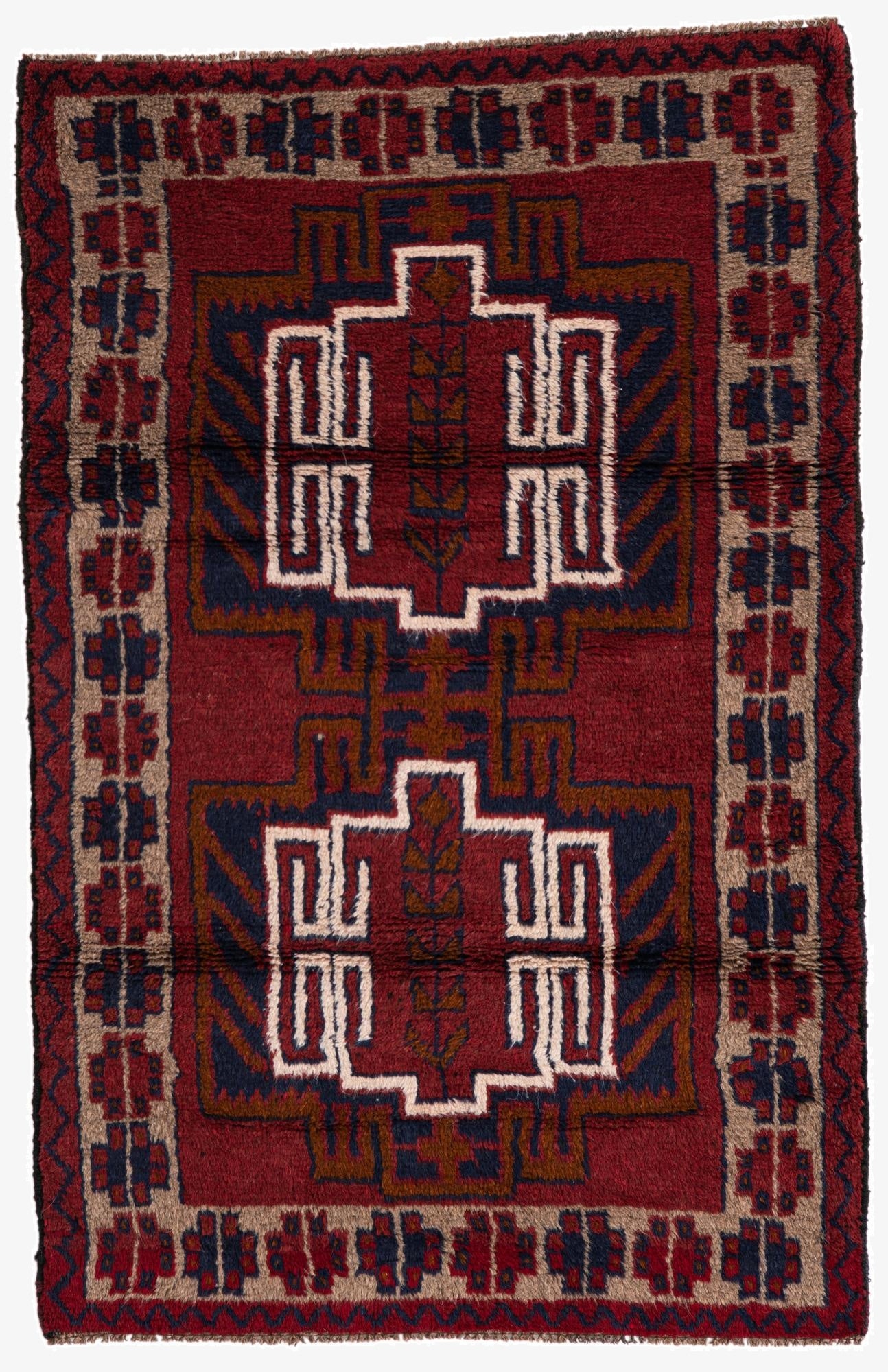  2' 10 x 4' 5  Hand Knotted Balouch Persian Wool Rug