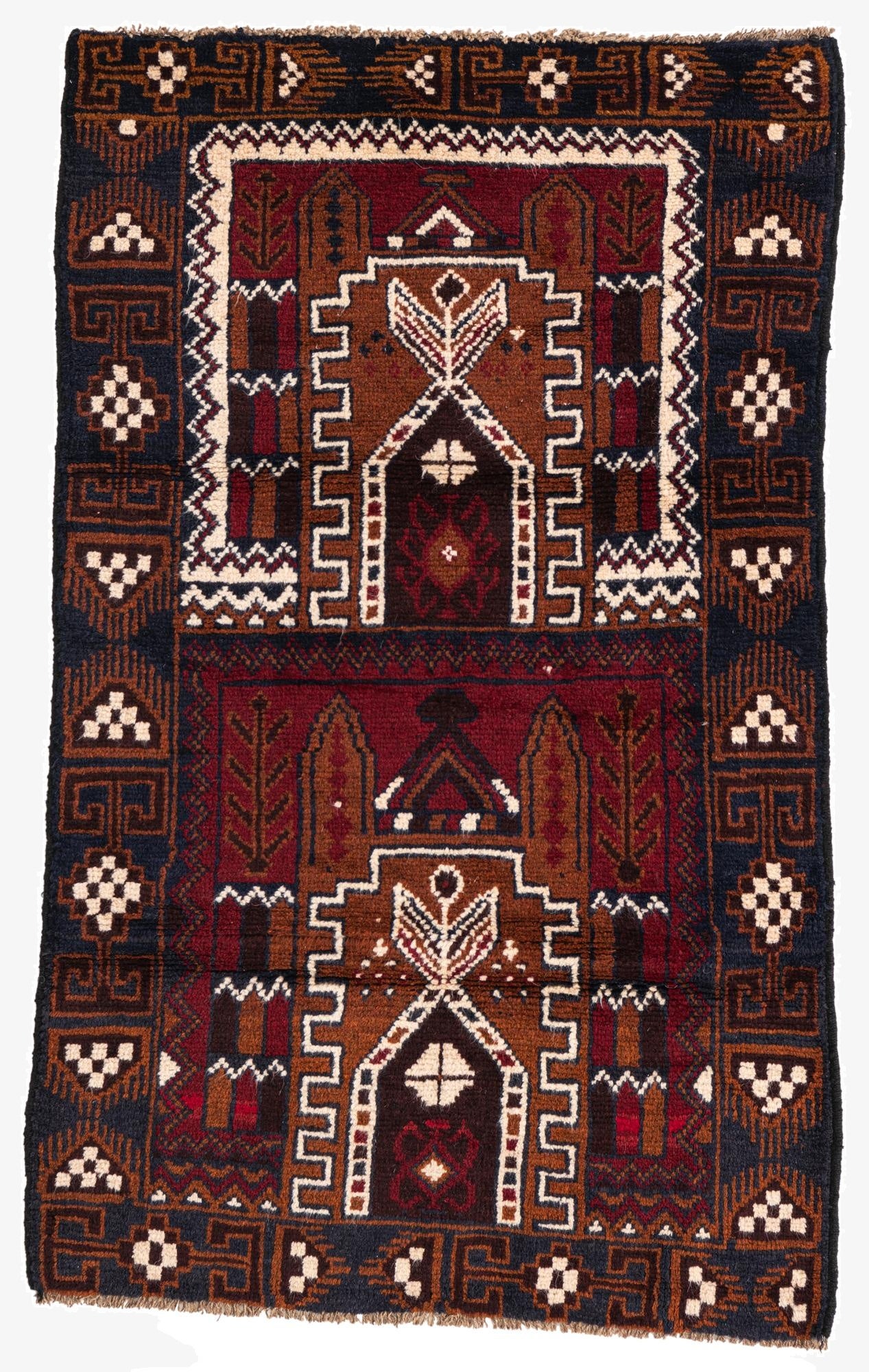  2' 9 x 4' 7  Hand Knotted Balouch Persian Wool Rug