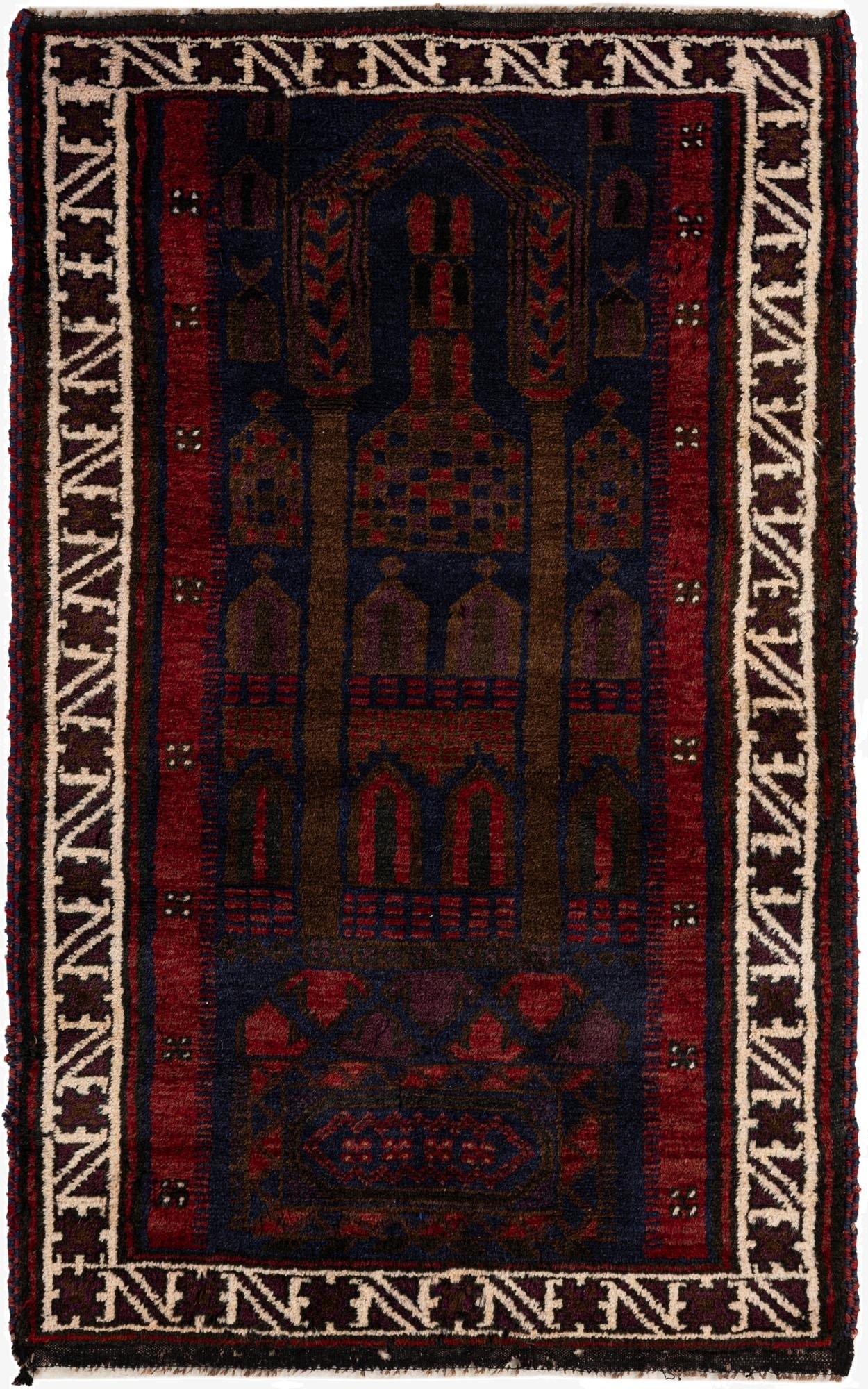  2' 11 x 4' 8  Hand Knotted Balouch Persian Wool Rug