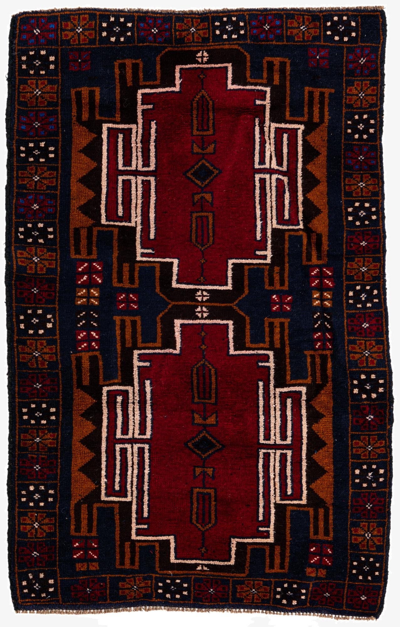  2' 11 x 4' 6  Hand Knotted Balouch Persian Wool Rug