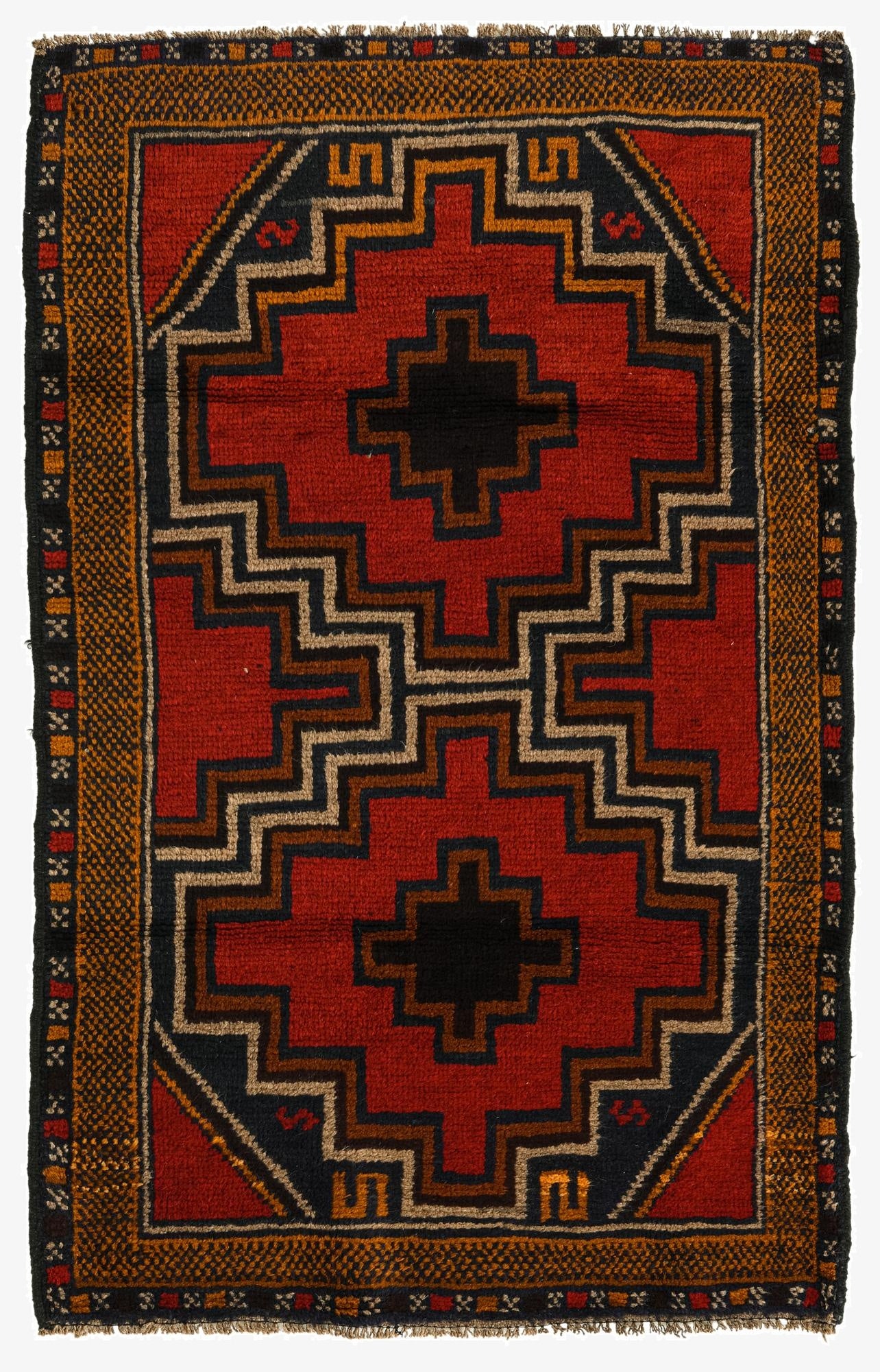  2' 10 x 4' 6  Hand Knotted Balouch Persian Wool Rug