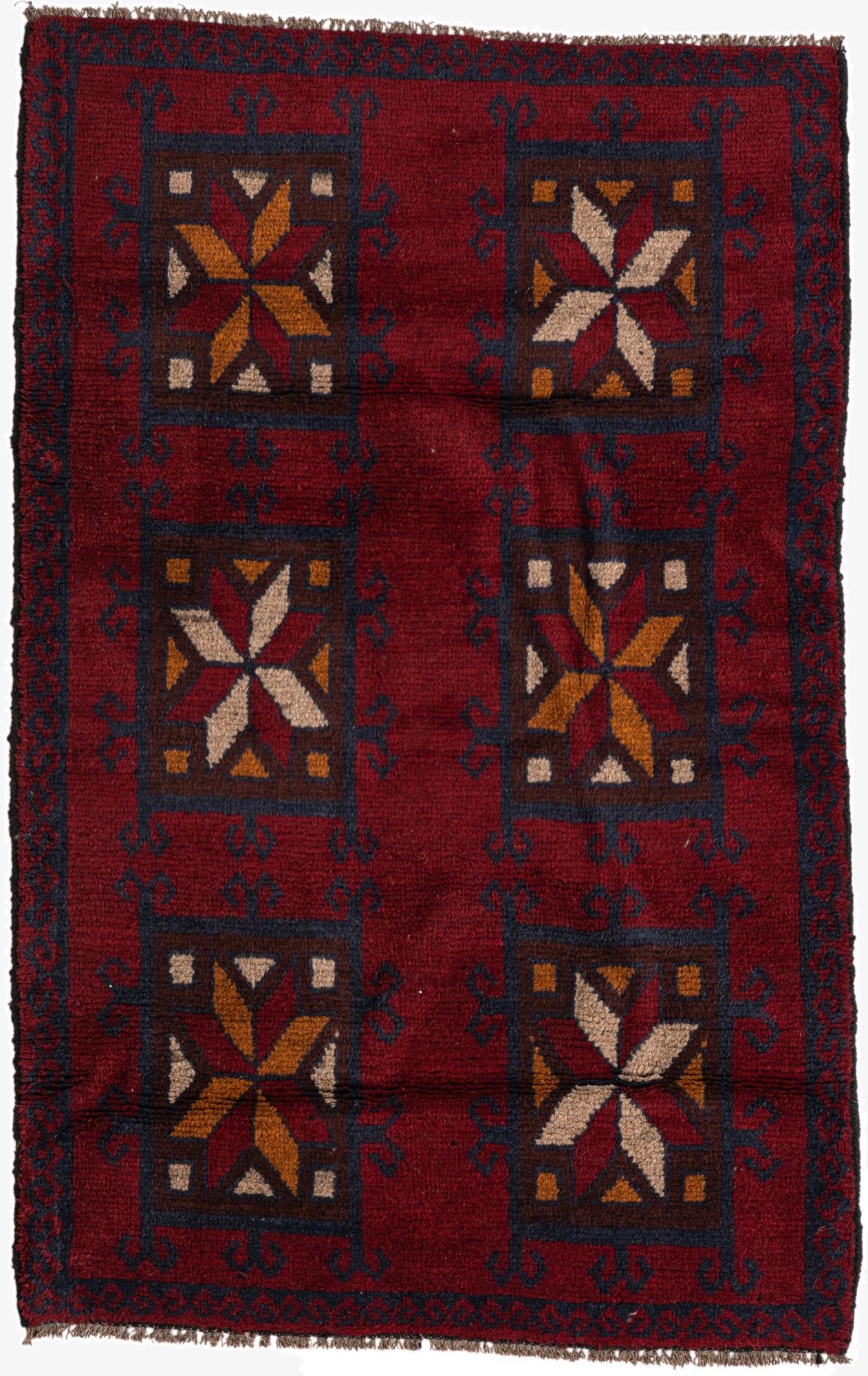  2' 10 x 4' 6  Hand Knotted Balouch Persian Wool Rug