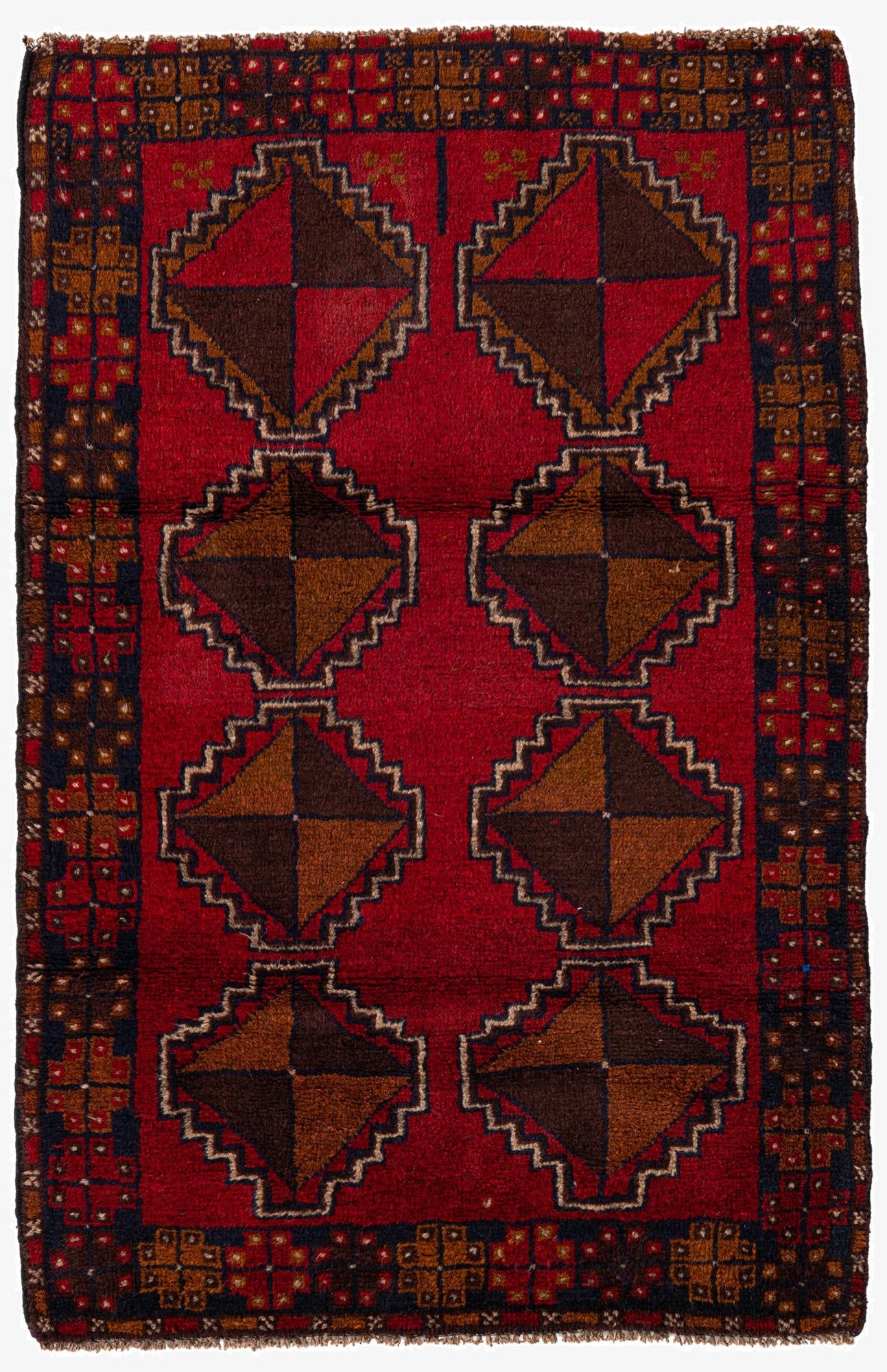  2' 11 x 4' 6  Hand Knotted Balouch Persian Wool Rug