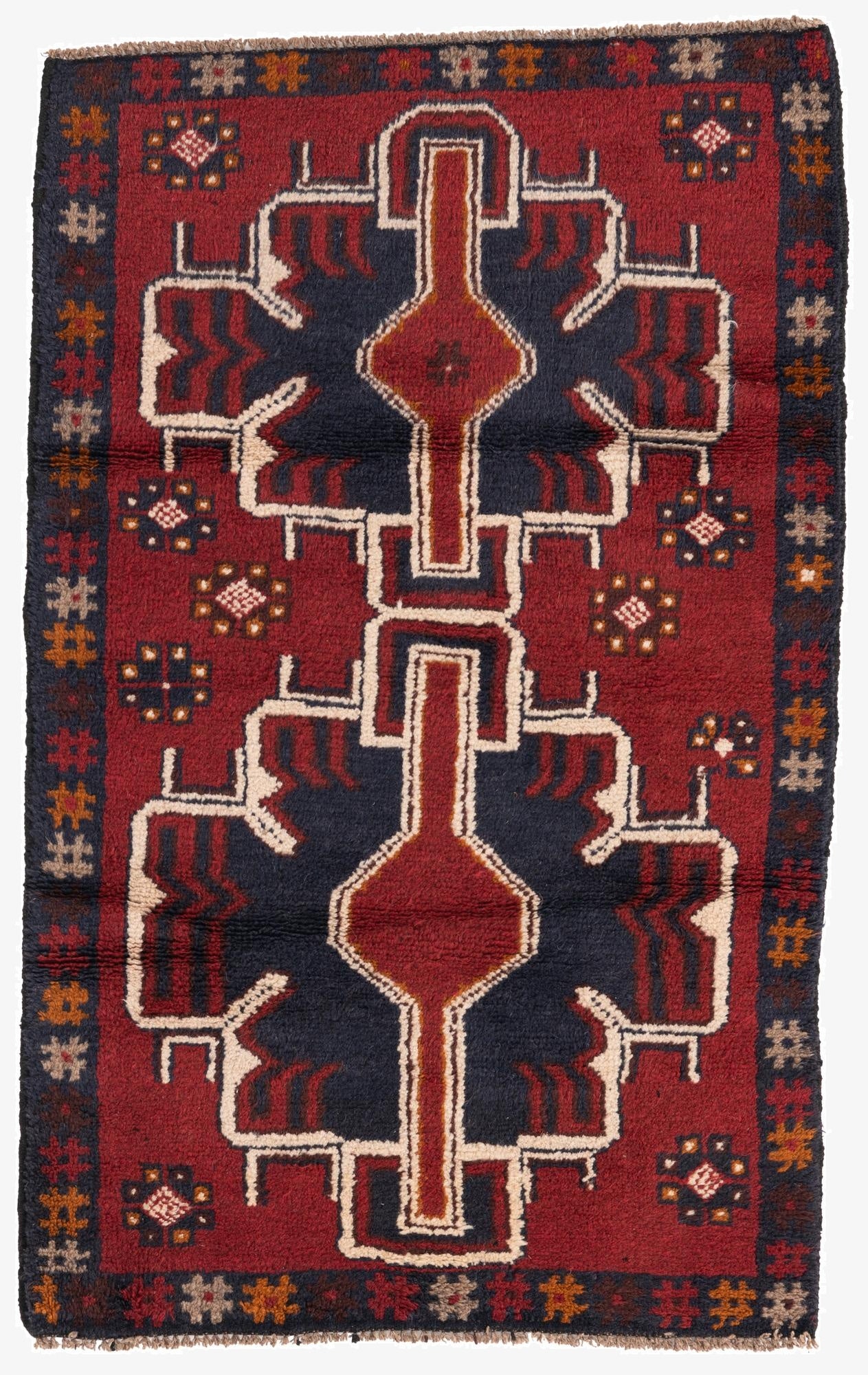  2' 10 x 4' 6  Hand Knotted Balouch Persian Wool Rug