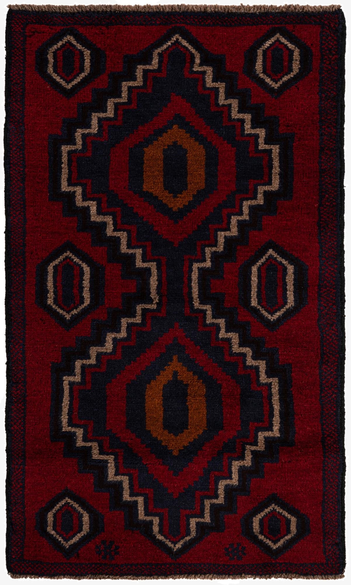  2' 9 x 4' 7  Hand Knotted Balouch Persian Wool Rug