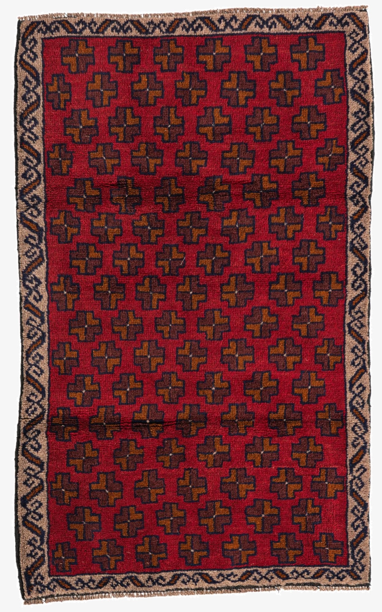  2' 9 x 4' 7  Hand Knotted Balouch Persian Wool Rug