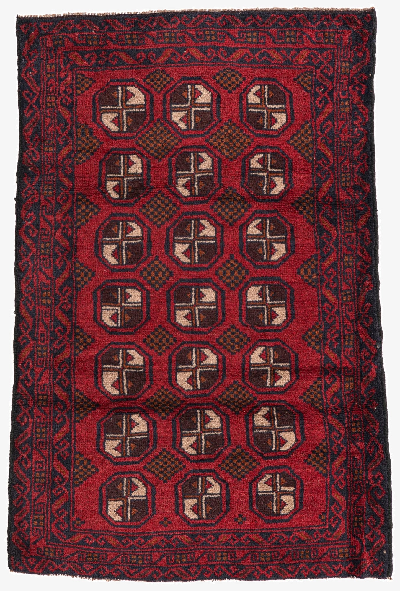  3' x 4' 7  Hand Knotted Balouch Persian Wool Rug