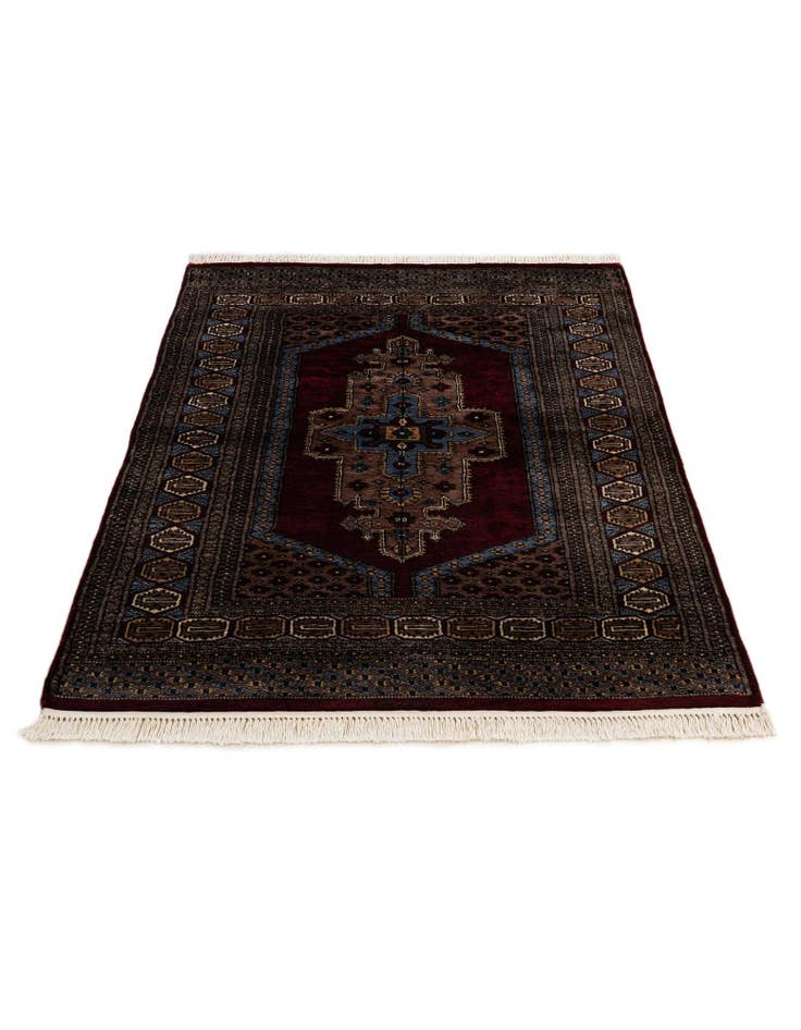 Detail image of  4' 2 x 6' 2  Hand Knotted Bokhara Oriental Wool Rug