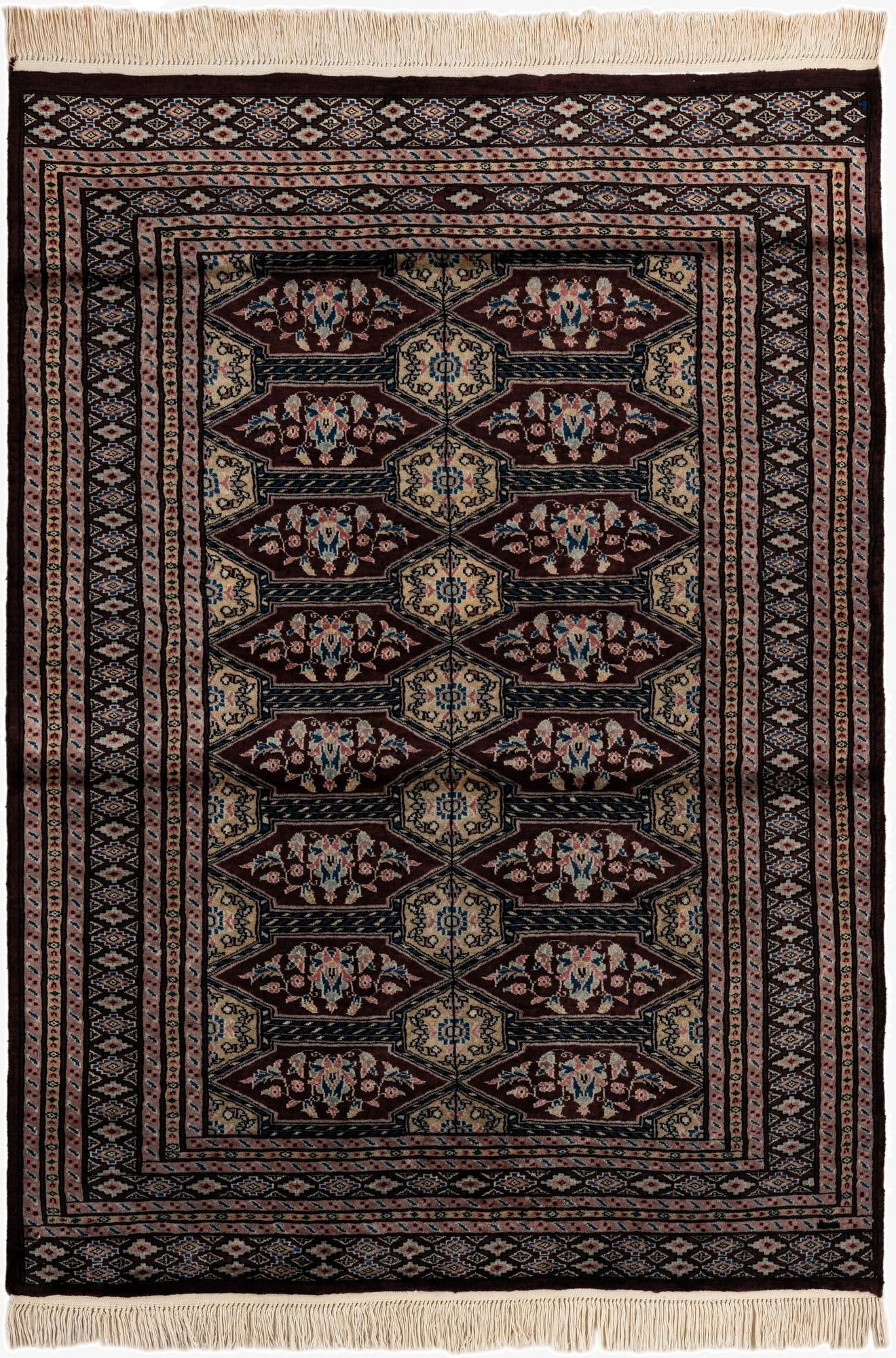  4' 3 x 5' 11  Hand Knotted Bokhara Oriental Wool Rug