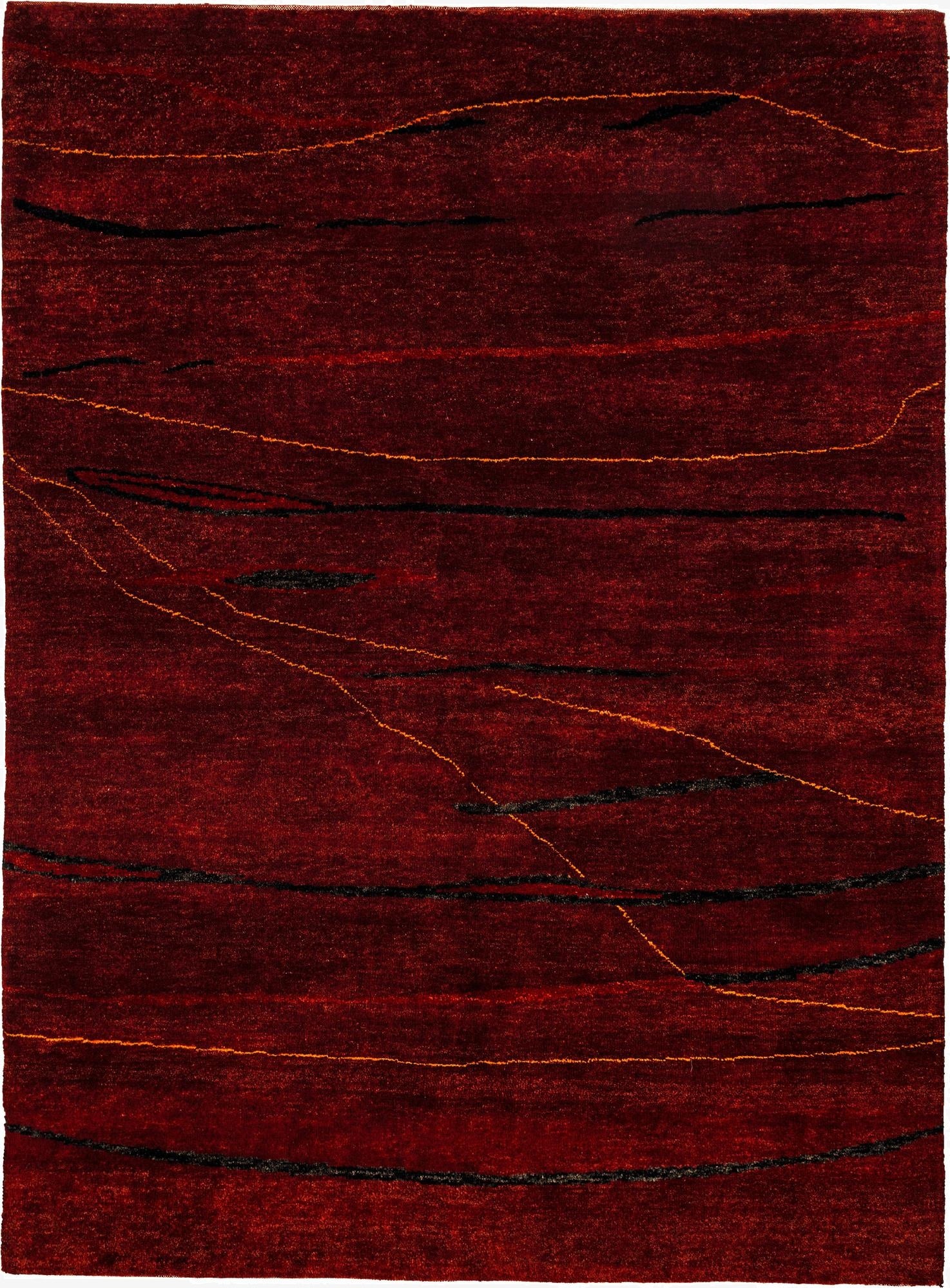  4' 10 x 6' 7  Hand Knotted Gabbeh Wool Rug