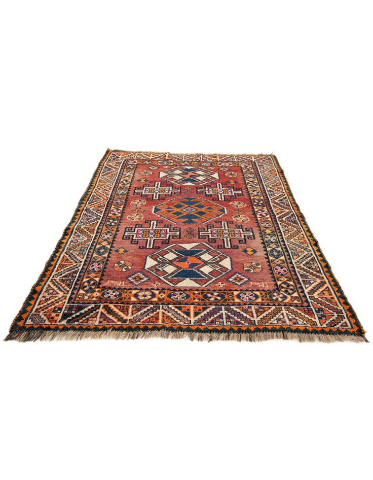 Detail image of  4' 2 x 5' 9  Hand Knotted Heriz Wool Rug