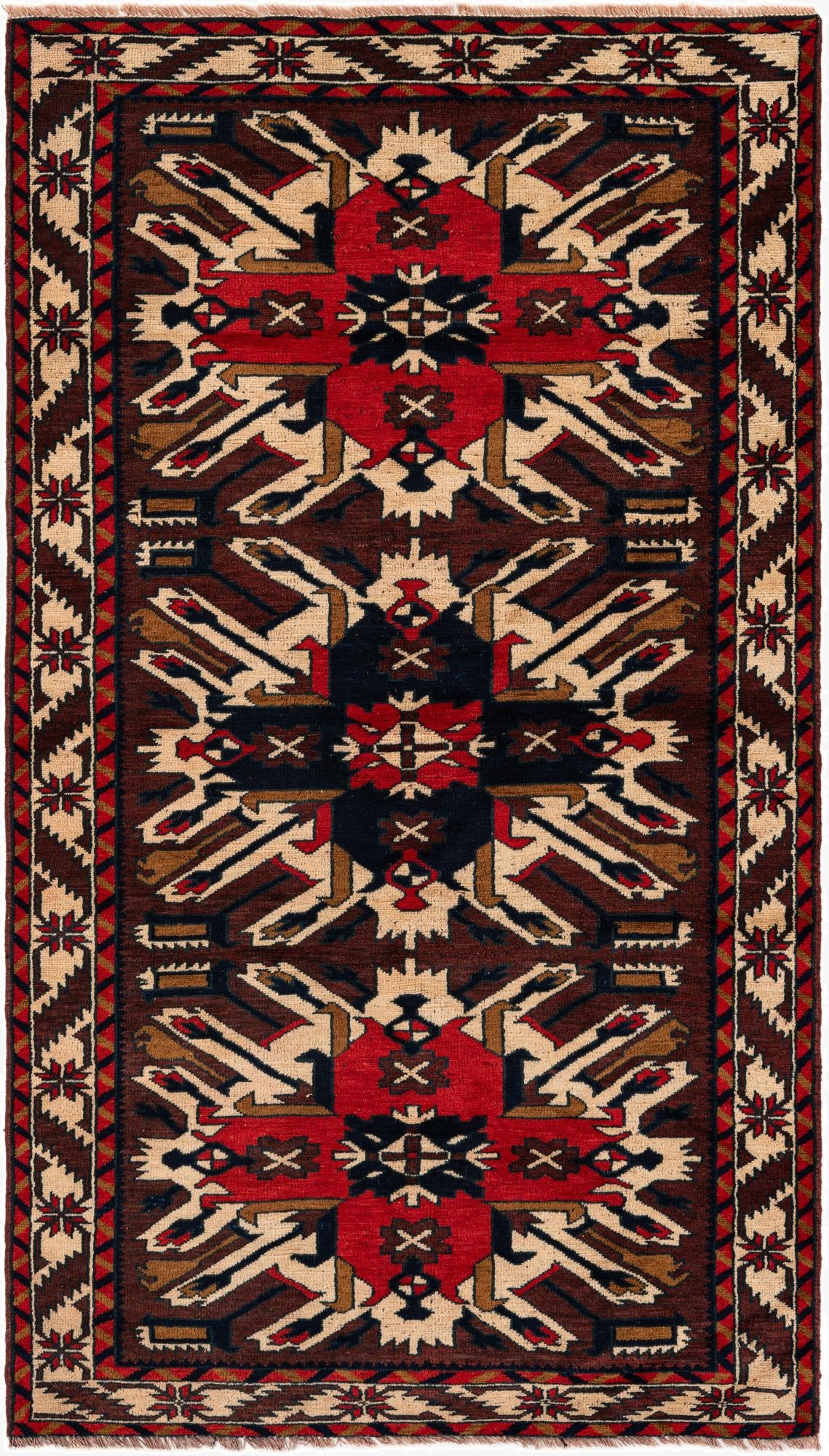  3' 8 x 6' 4  Hand Knotted Heriz Wool Rug