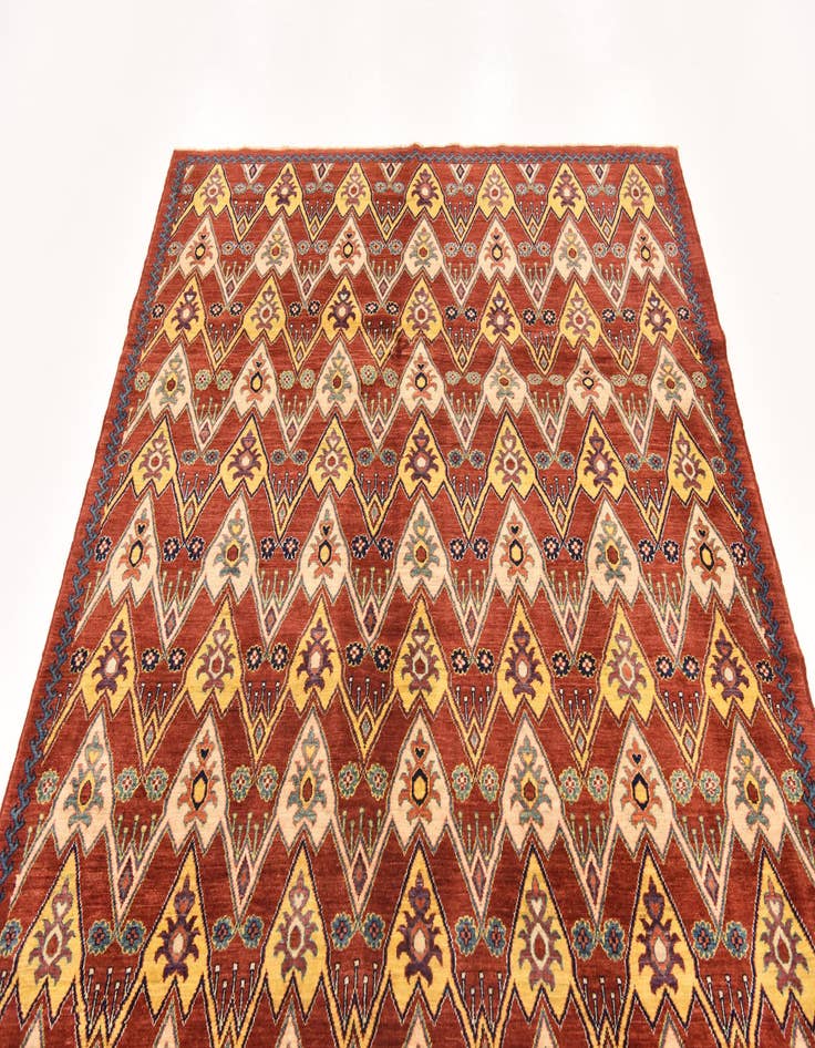 Detail image of  5' 8 x 8'  Hand Knotted Ikat Oriental Rug