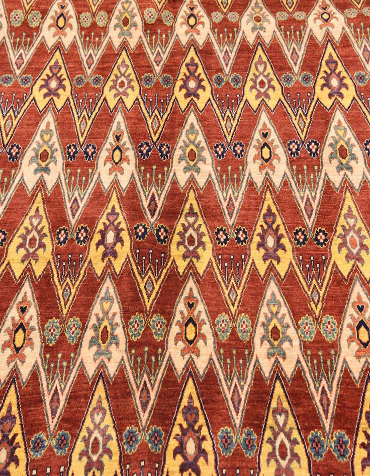 Detail image of  5' 8 x 8'  Hand Knotted Ikat Oriental Rug