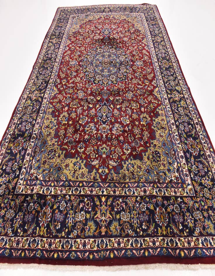 Detail image of  9' 6 x 13' 2  Hand Knotted Isfahan Persian Wool Rug