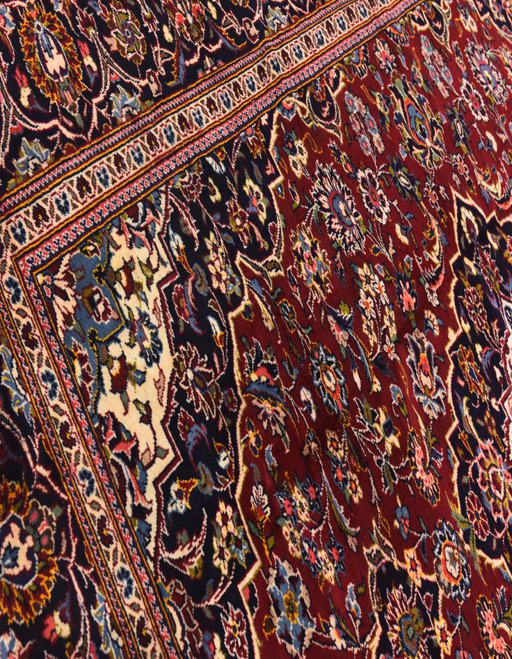 Detail image of  8' 2 x 10' 10  Hand Knotted Kashan Persian Wool Rug