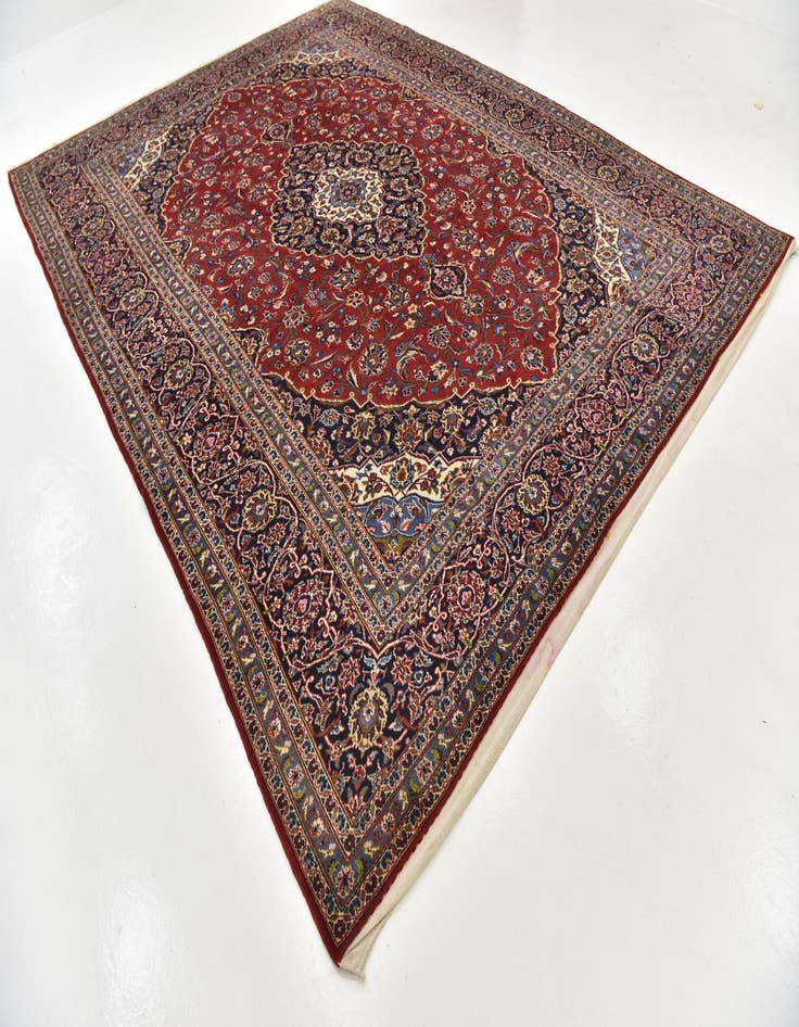 Detail image of  9' 9 x 13' 5  Hand Knotted Kashan Persian Wool Rug