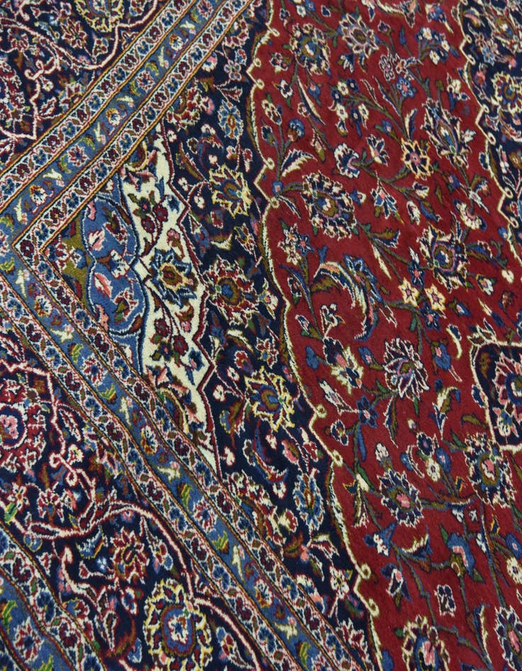 Detail image of  9' 9 x 13' 5  Hand Knotted Kashan Persian Wool Rug