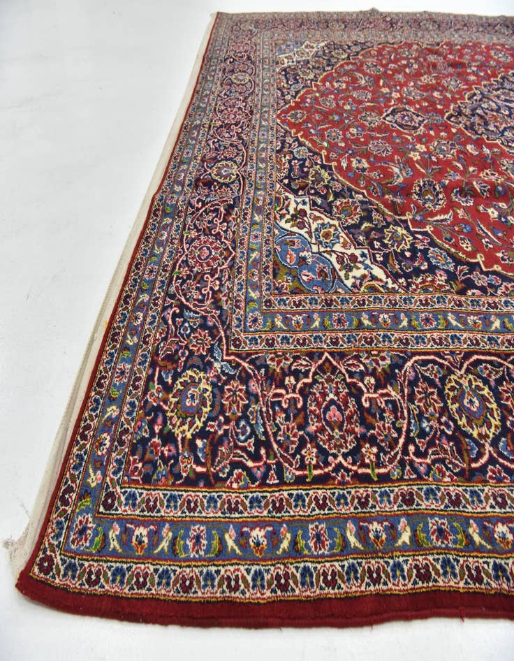 Detail image of  9' 9 x 13' 5  Hand Knotted Kashan Persian Wool Rug