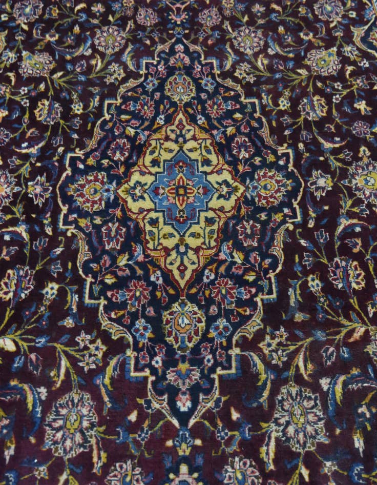 Detail image of  9' 2 x 13' 5  Hand Knotted Kashan Persian Wool Rug
