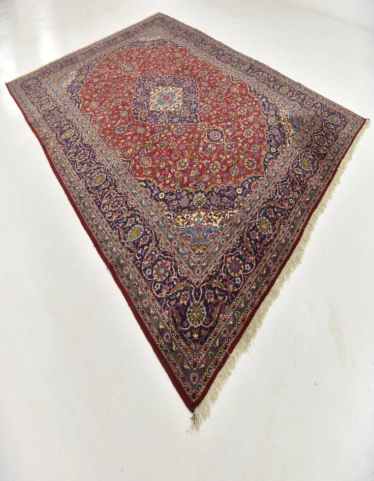 Detail image of  9' 9 x 13' 2  Hand Knotted Kashan Persian Wool Rug