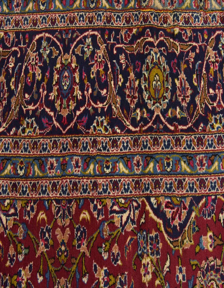 Detail image of  9' 9 x 13' 2  Hand Knotted Kashan Persian Wool Rug