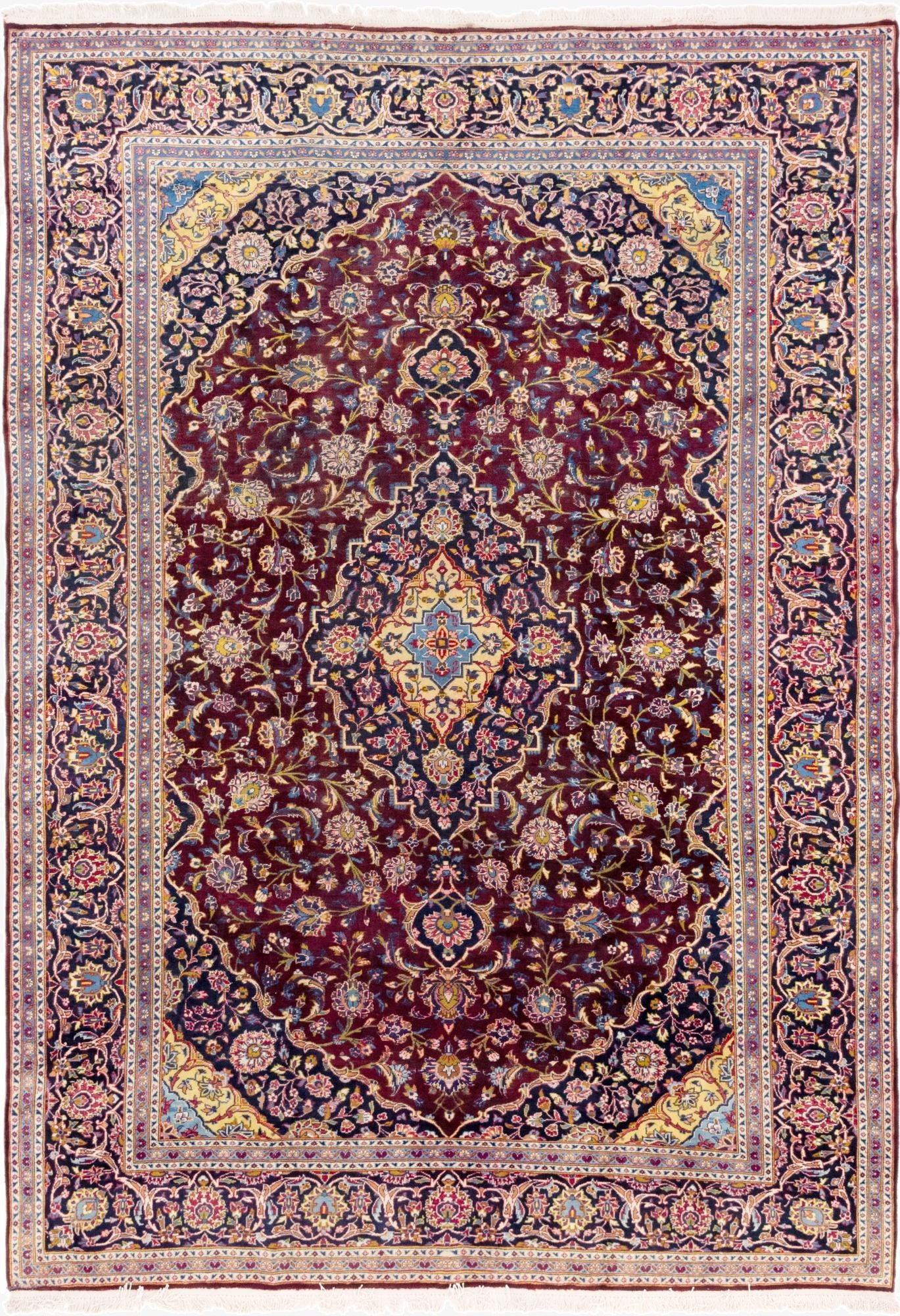  9' 2 x 13' 5  Hand Knotted Kashan Persian Wool Rug