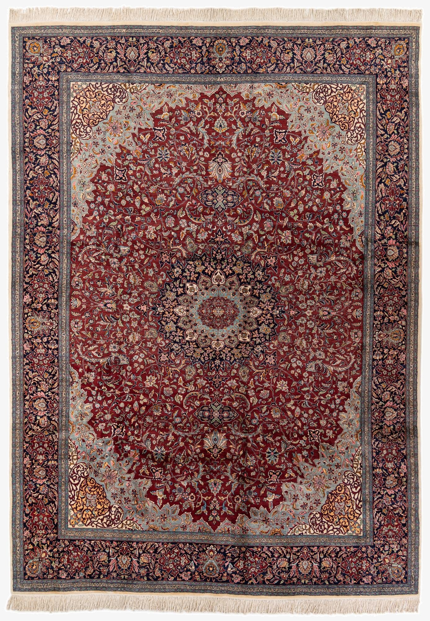  9' 2 x 12' 6  Hand Knotted Kashmir Oriental Wool Rug