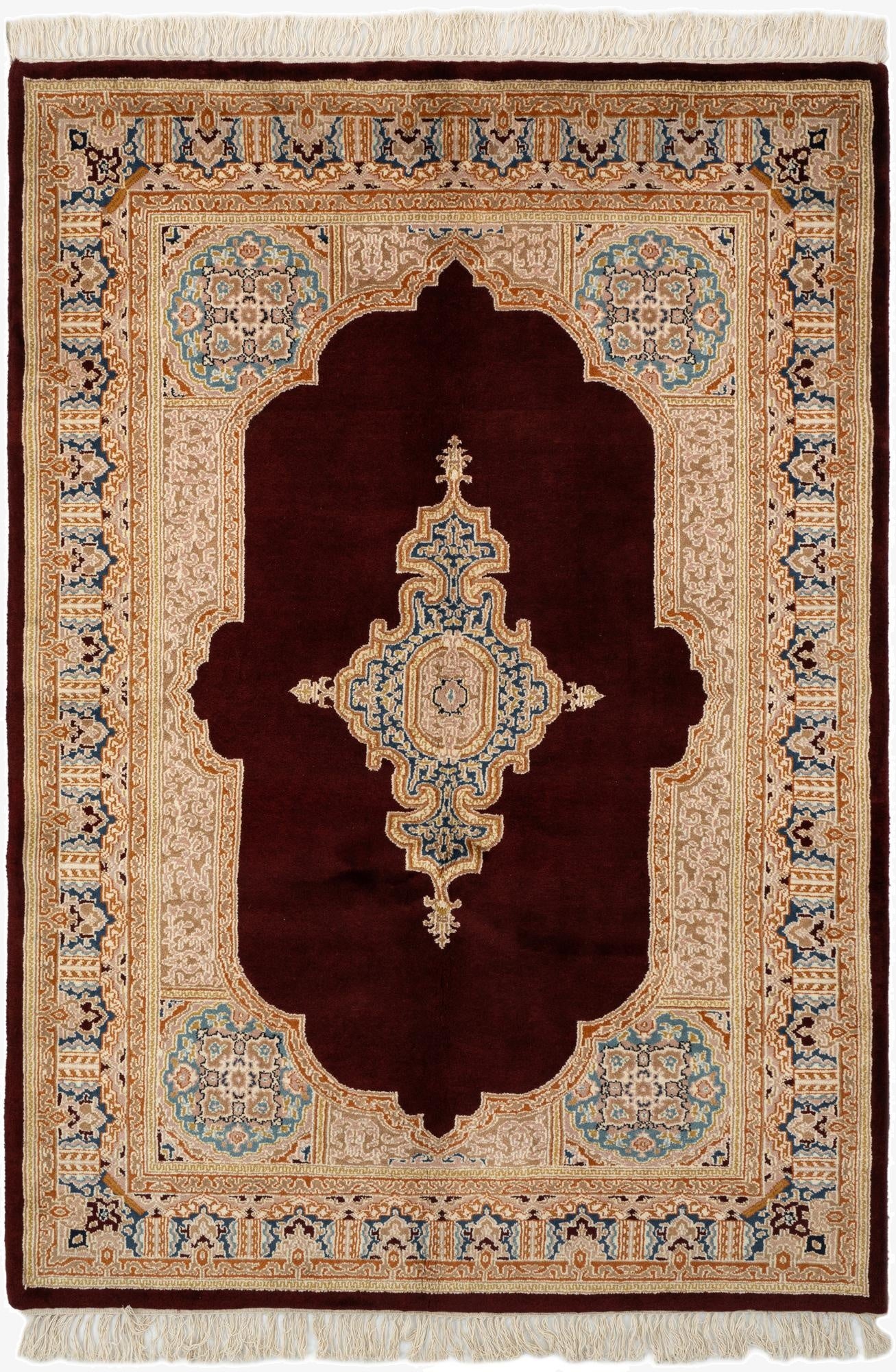  4' 6 x 6' 6  Hand Knotted Kerman Wool Rug