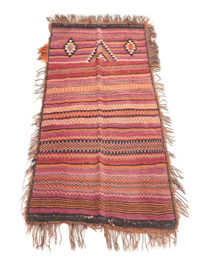 Detail image of  2' 10 x 4'  Hand Woven Kilim Afghan Wool Rug