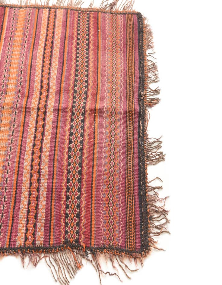 Detail image of  2' 10 x 4'  Hand Woven Kilim Afghan Wool Rug