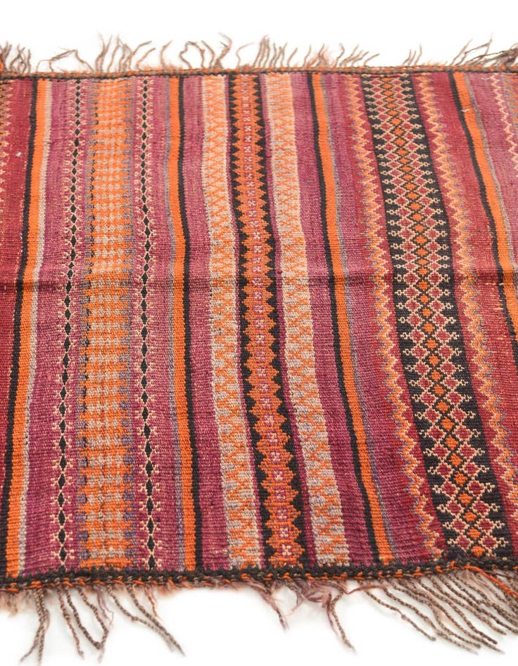 Detail image of  2' 10 x 4'  Hand Woven Kilim Afghan Wool Rug