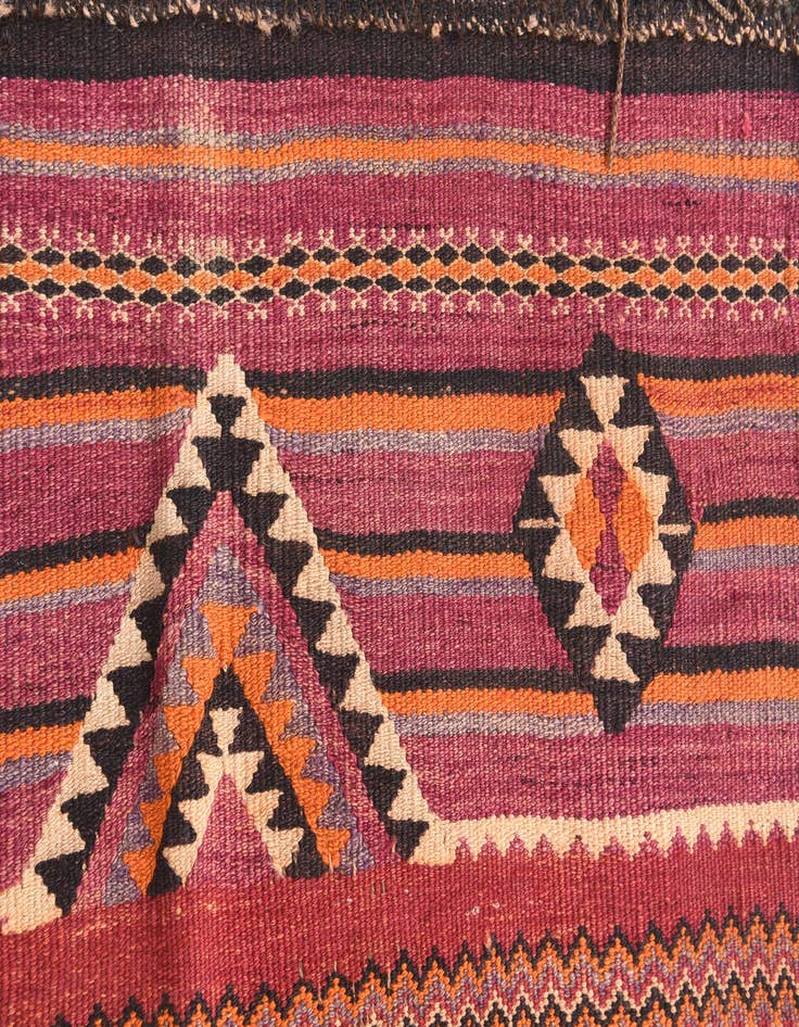Detail image of  2' 10 x 4'  Hand Woven Kilim Afghan Wool Rug