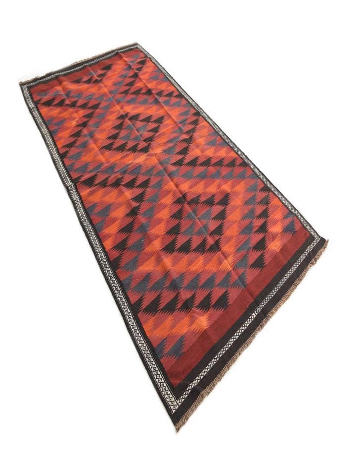 Detail image of 4' 3 x 7' 7 Hand Woven Kilim Afghan Wool Rug