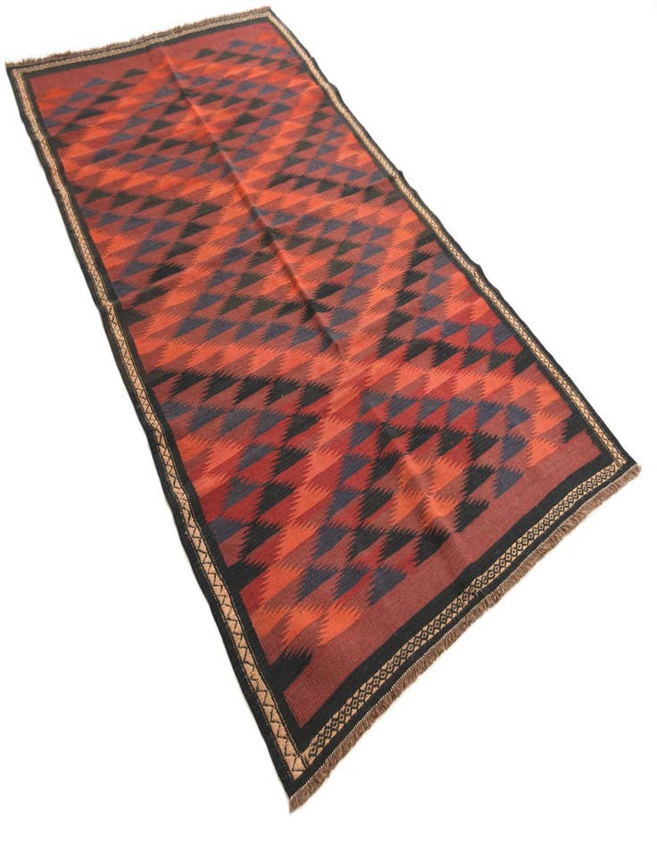 Detail image of  4' 3 x 7' 7  Hand Woven Kilim Afghan Wool Rug