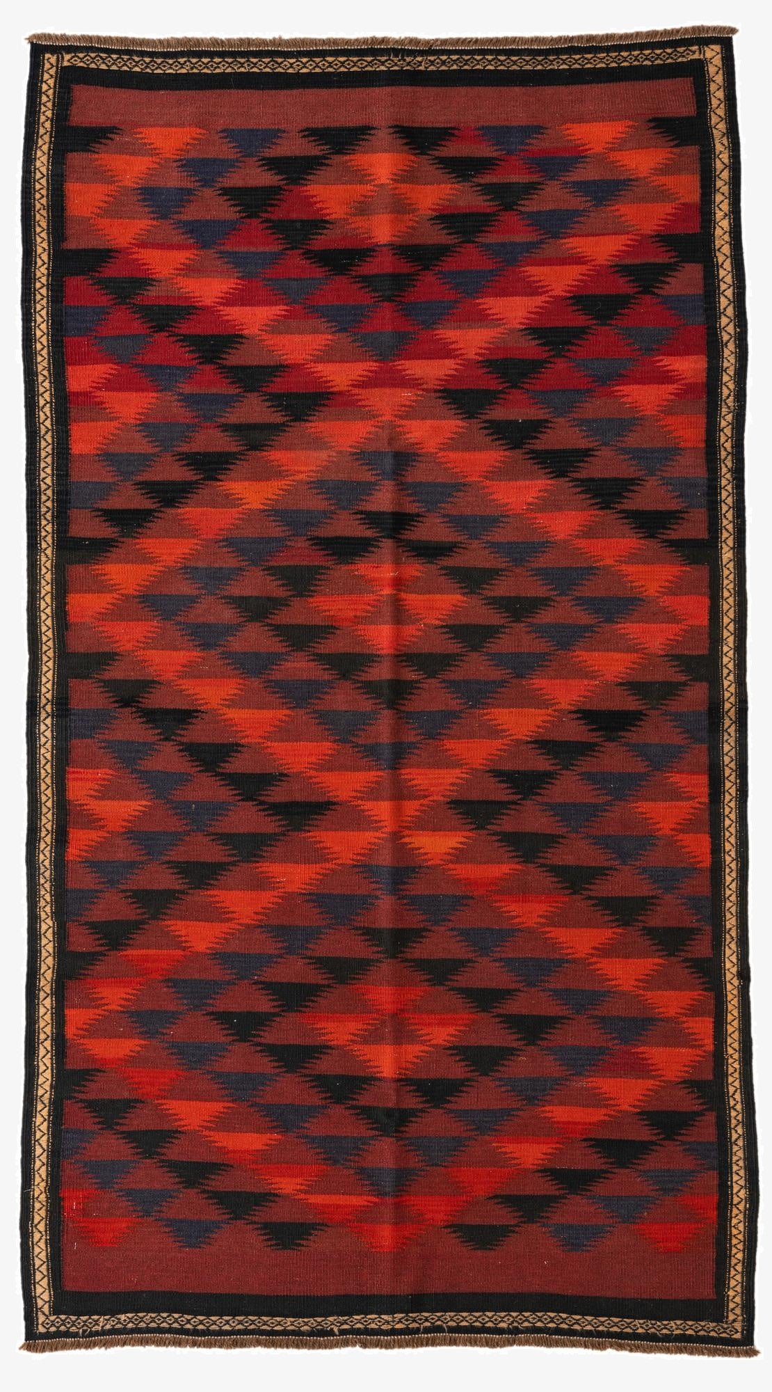  4' 3 x 7' 7  Hand Woven Kilim Afghan Wool Rug