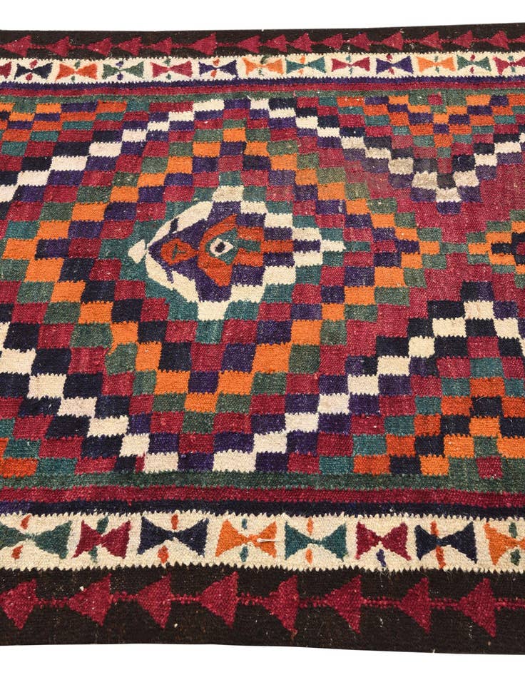 Detail image of  4' 4 x 8' 3  Hand Woven Kilim Fars Wool Rug