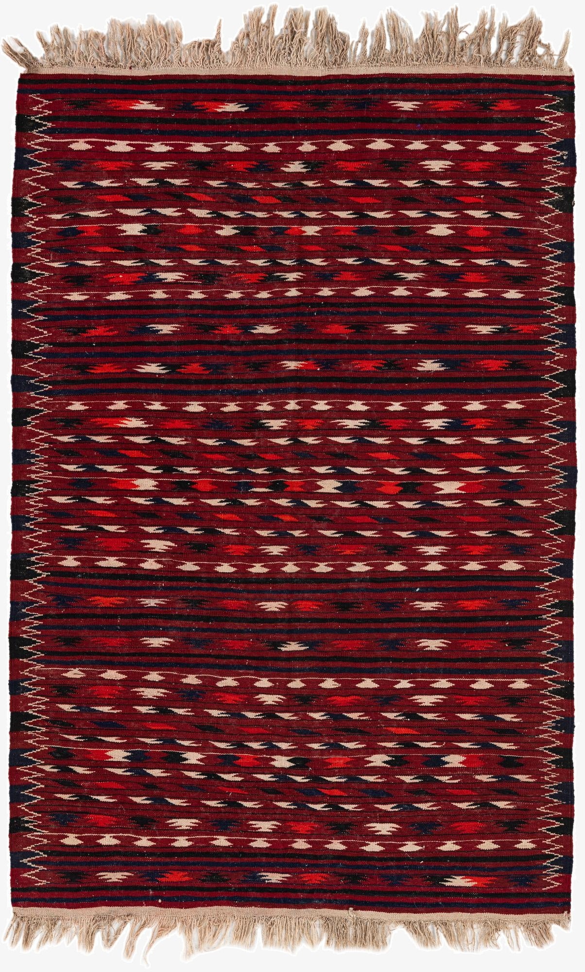  4' 3 x 6' 7  Hand Woven Kilim Fars Wool Rug
